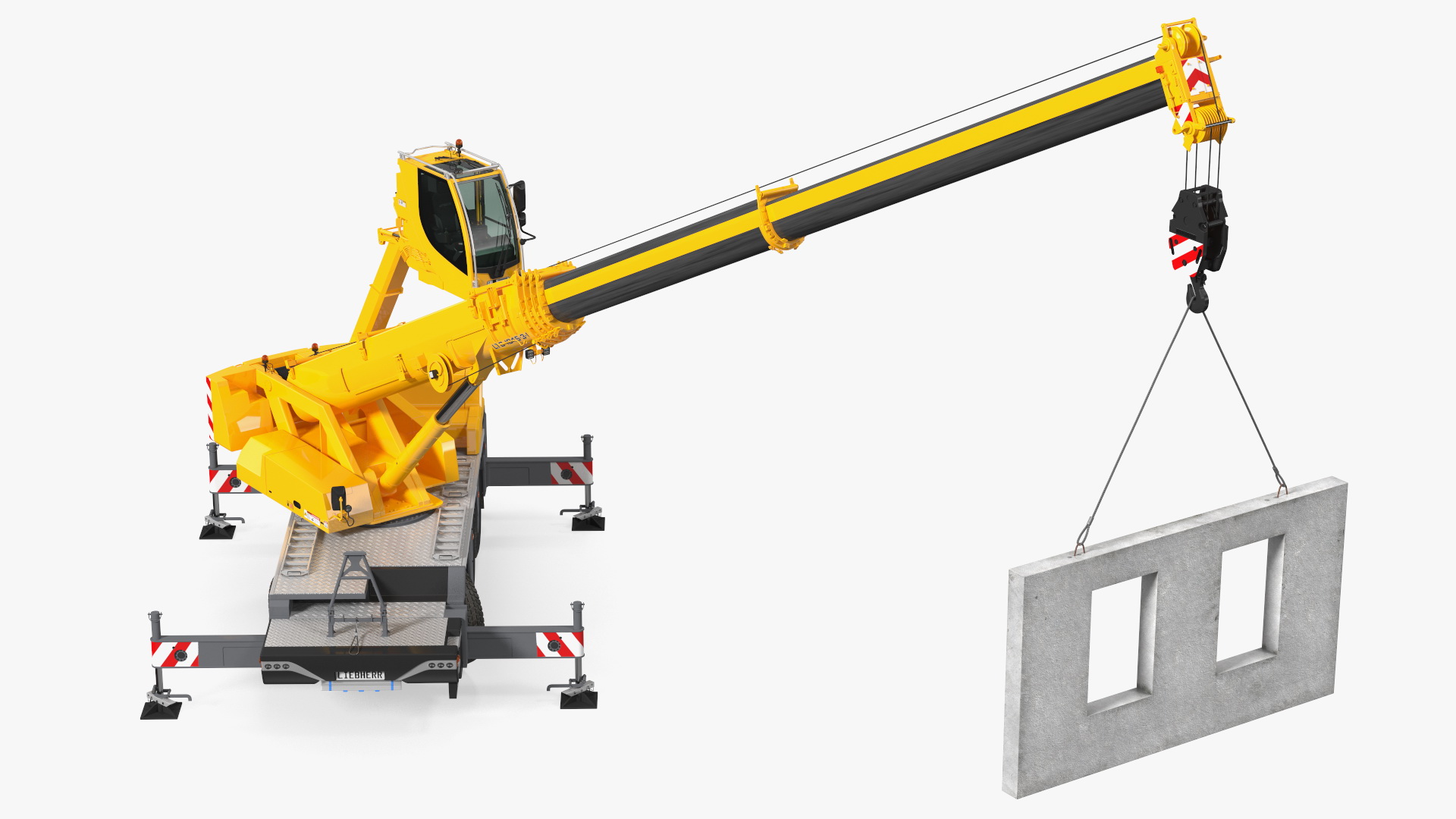 3D Mobile Crane Liebherr Working Rigged