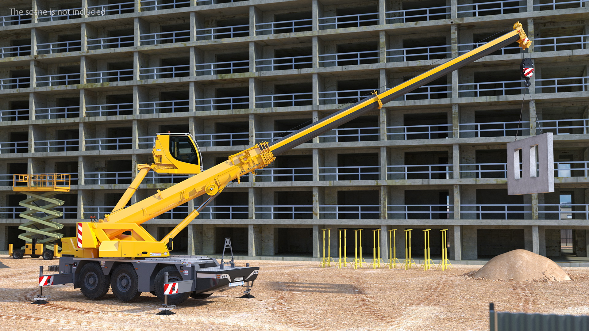 3D Mobile Crane Liebherr Working Rigged