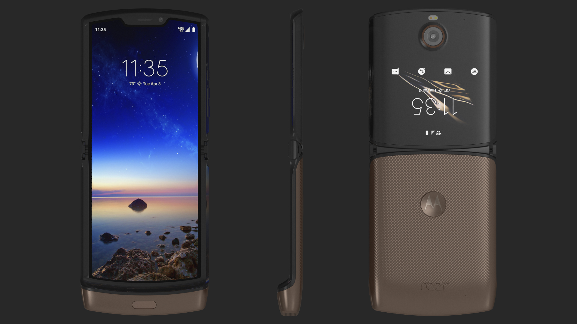 3D Bronze Motorola Razr Flip Phone 2020