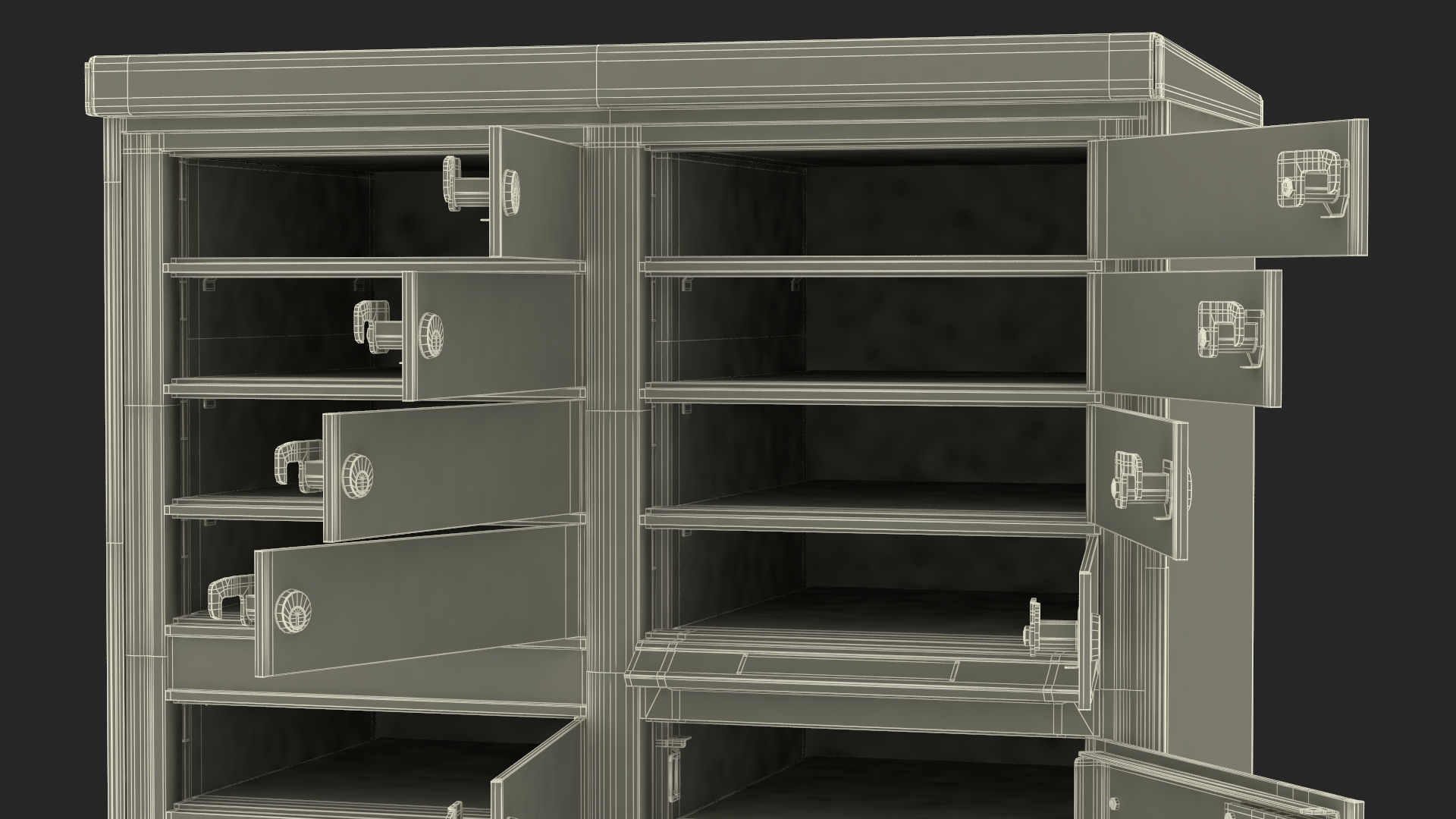 3D model Grey Sixteen Door Parcel Cluster Mailbox