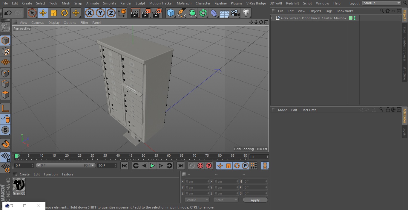 3D model Grey Sixteen Door Parcel Cluster Mailbox