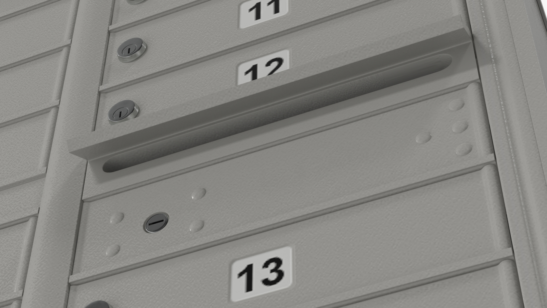 3D model Grey Sixteen Door Parcel Cluster Mailbox