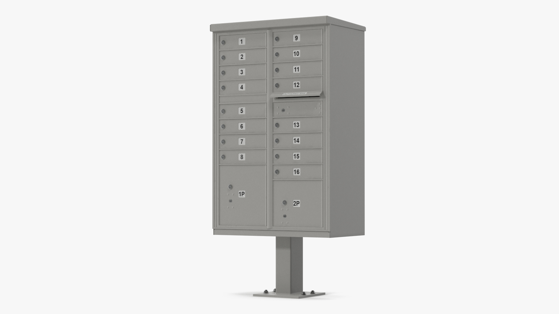 3D model Grey Sixteen Door Parcel Cluster Mailbox