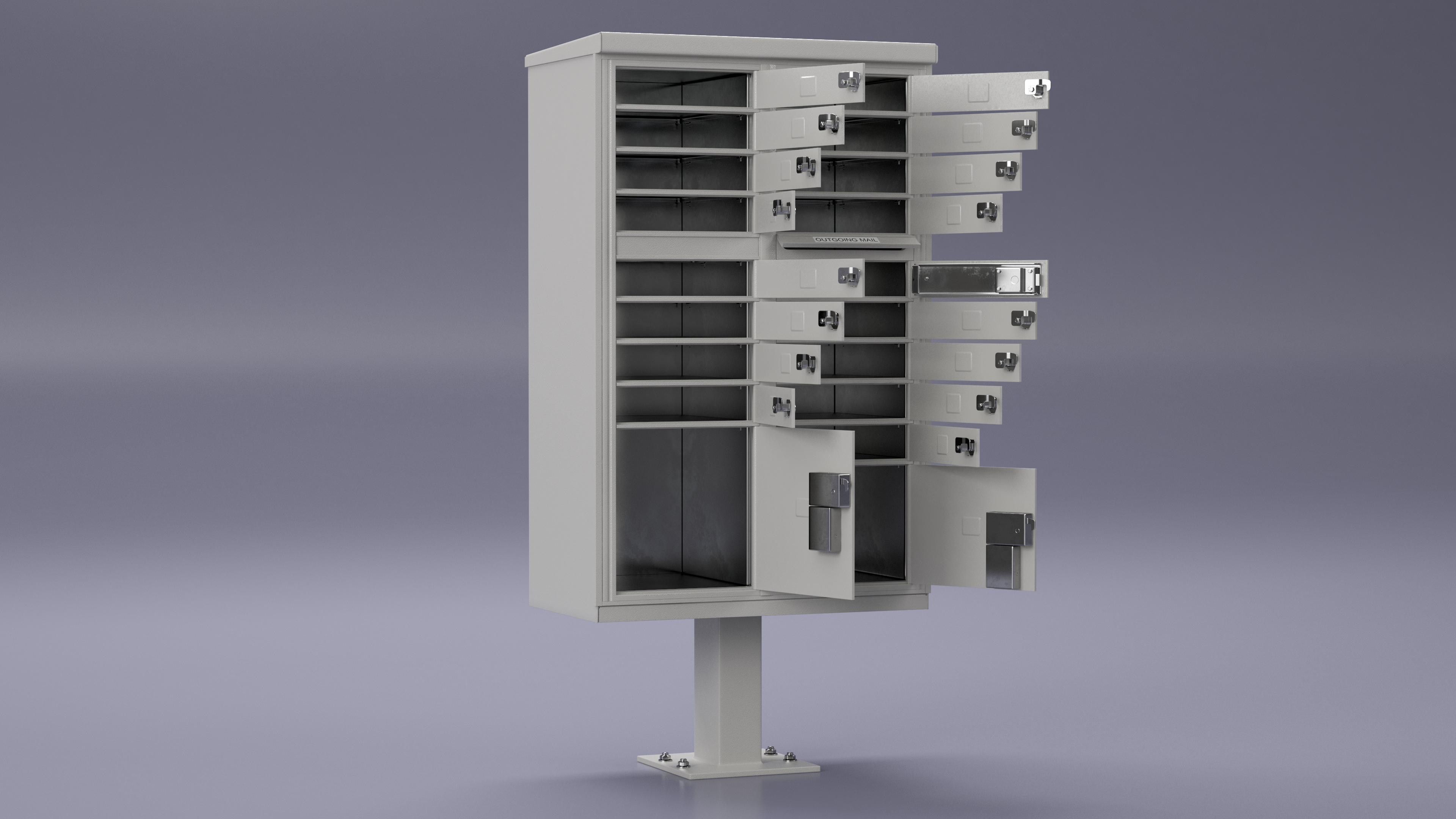 3D model Grey Sixteen Door Parcel Cluster Mailbox