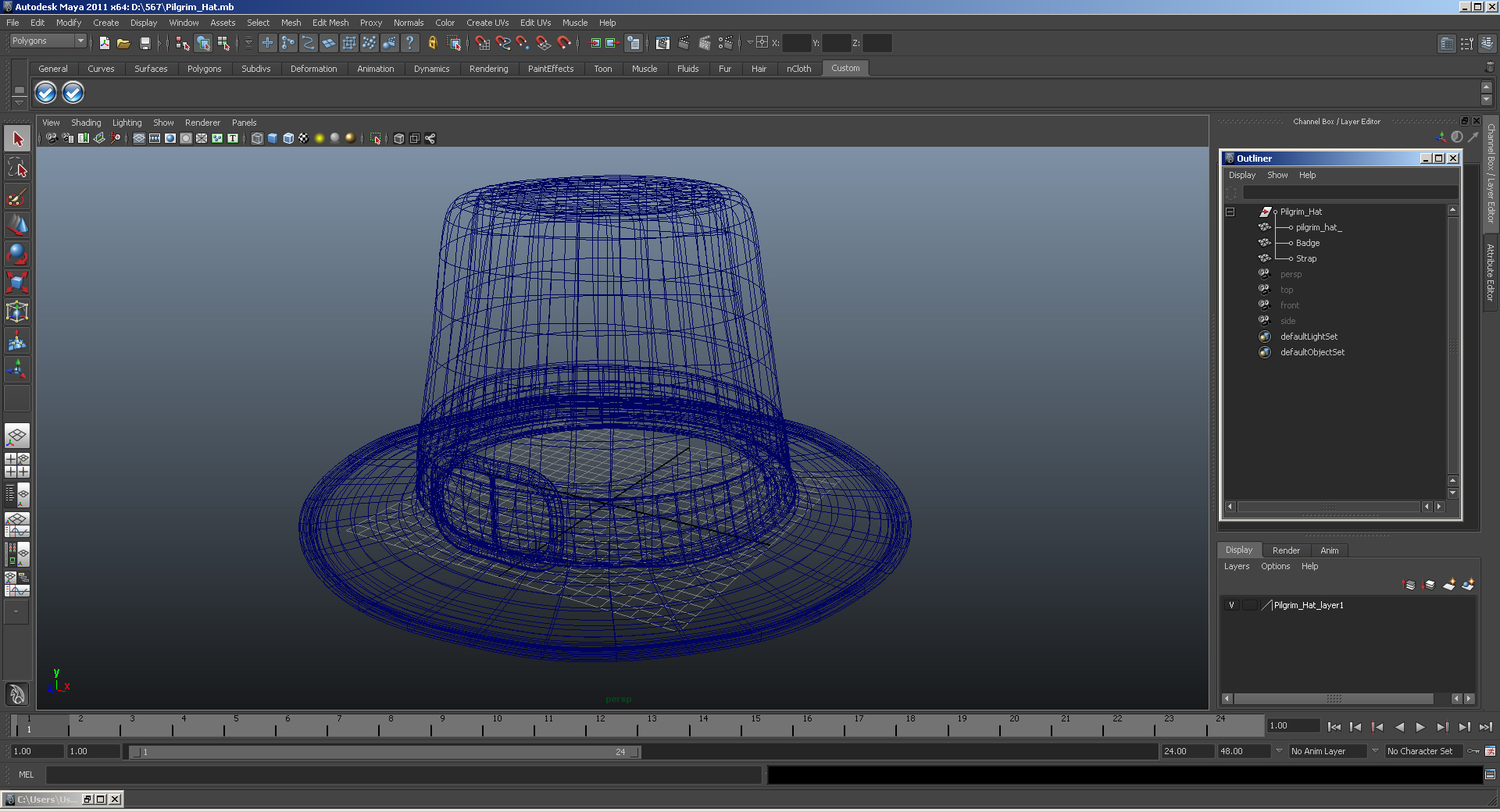 3D Pilgrim Hat