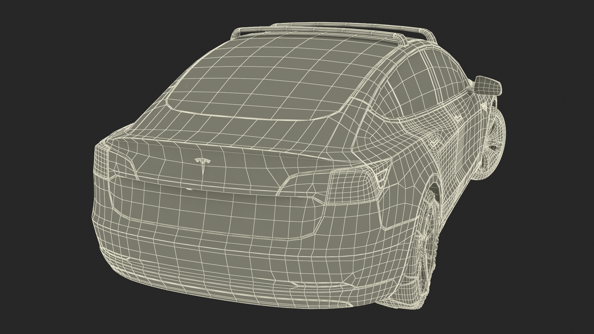 Tesla Model 3 with Wheel and Roof Accessories Rigged 3D