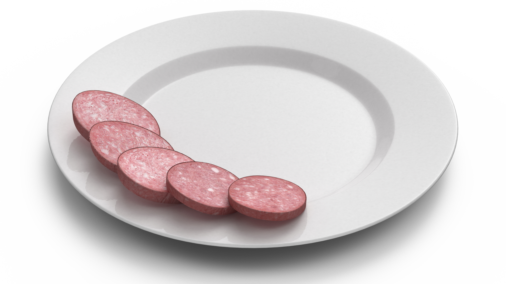 3D Half Smoked Sausage on Plate model