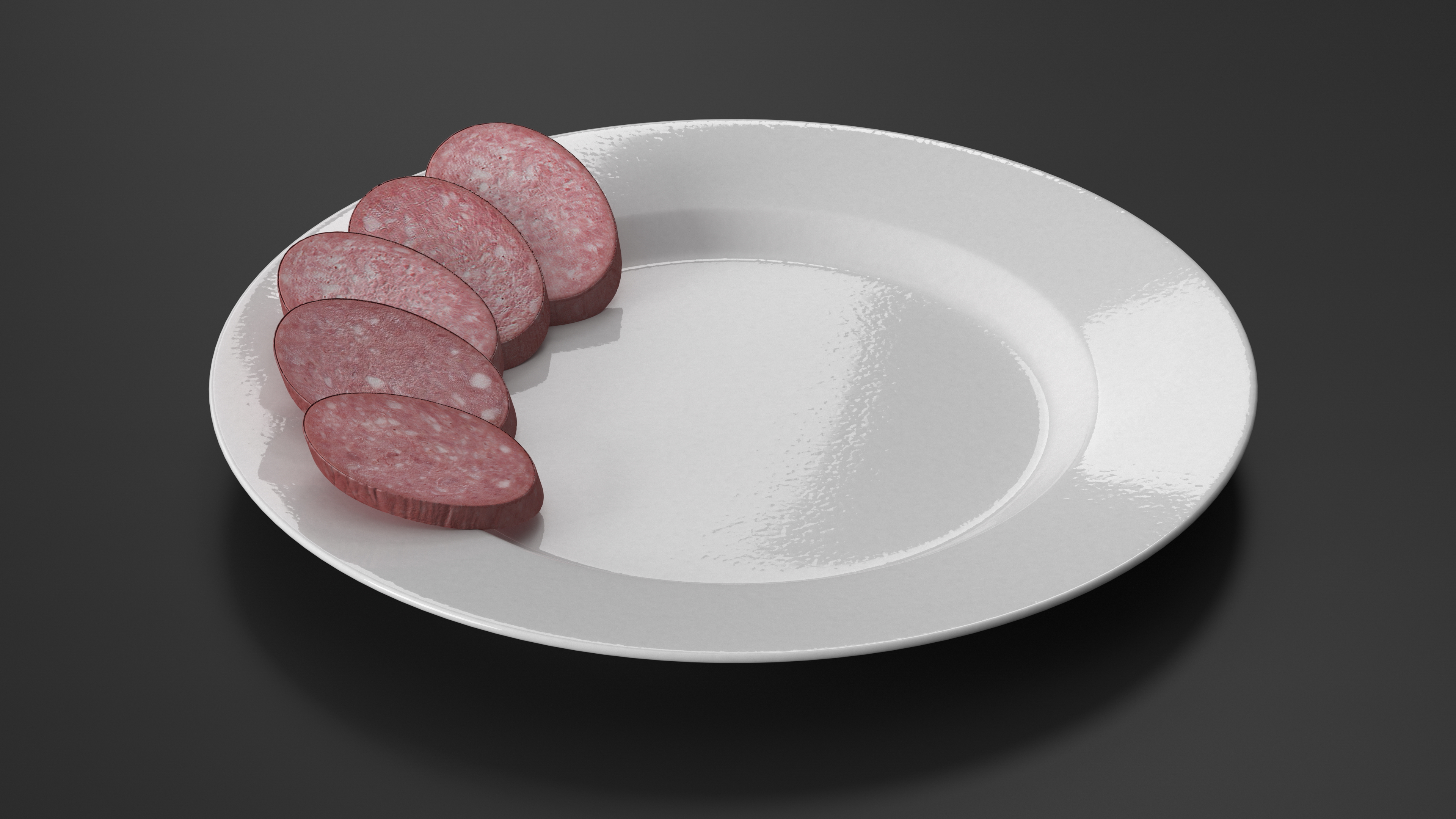 3D Half Smoked Sausage on Plate model