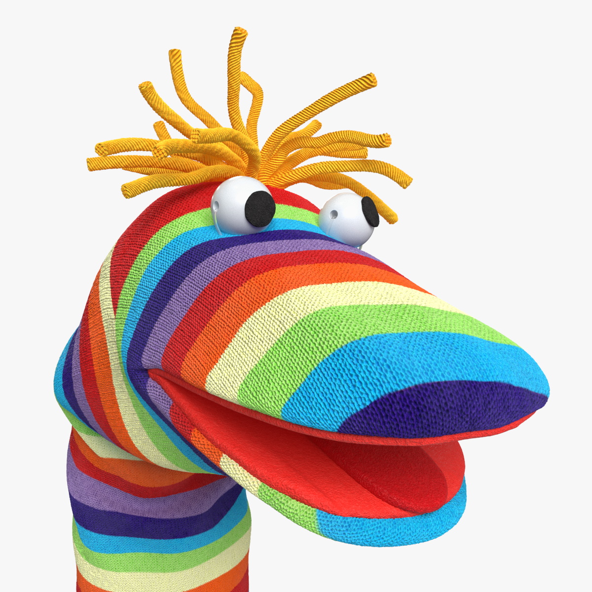 Striped Sock Puppet Boy Rigged for Maya 3D model