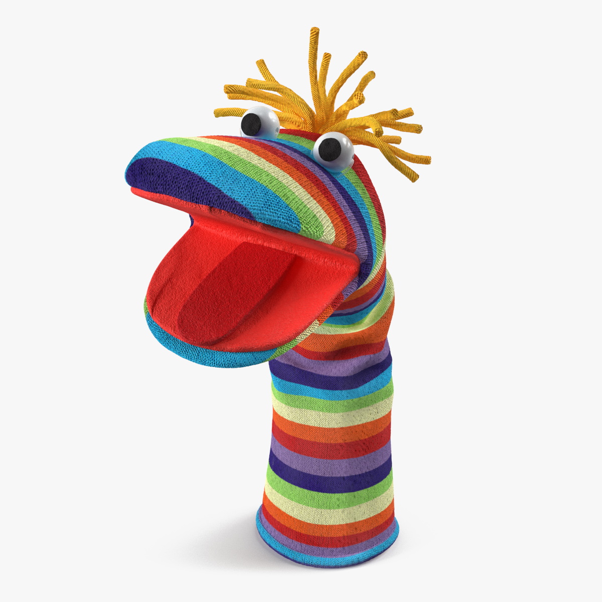 Striped Sock Puppet Boy Rigged for Maya 3D model