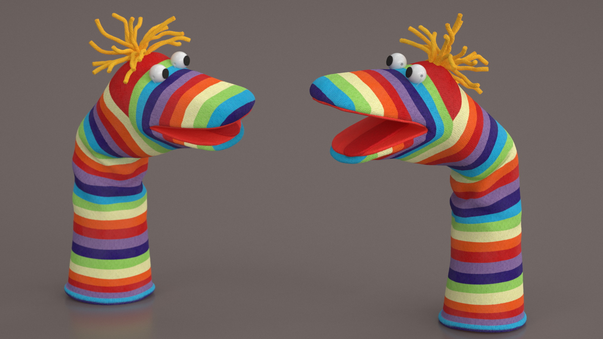 Striped Sock Puppet Boy Rigged for Maya 3D model