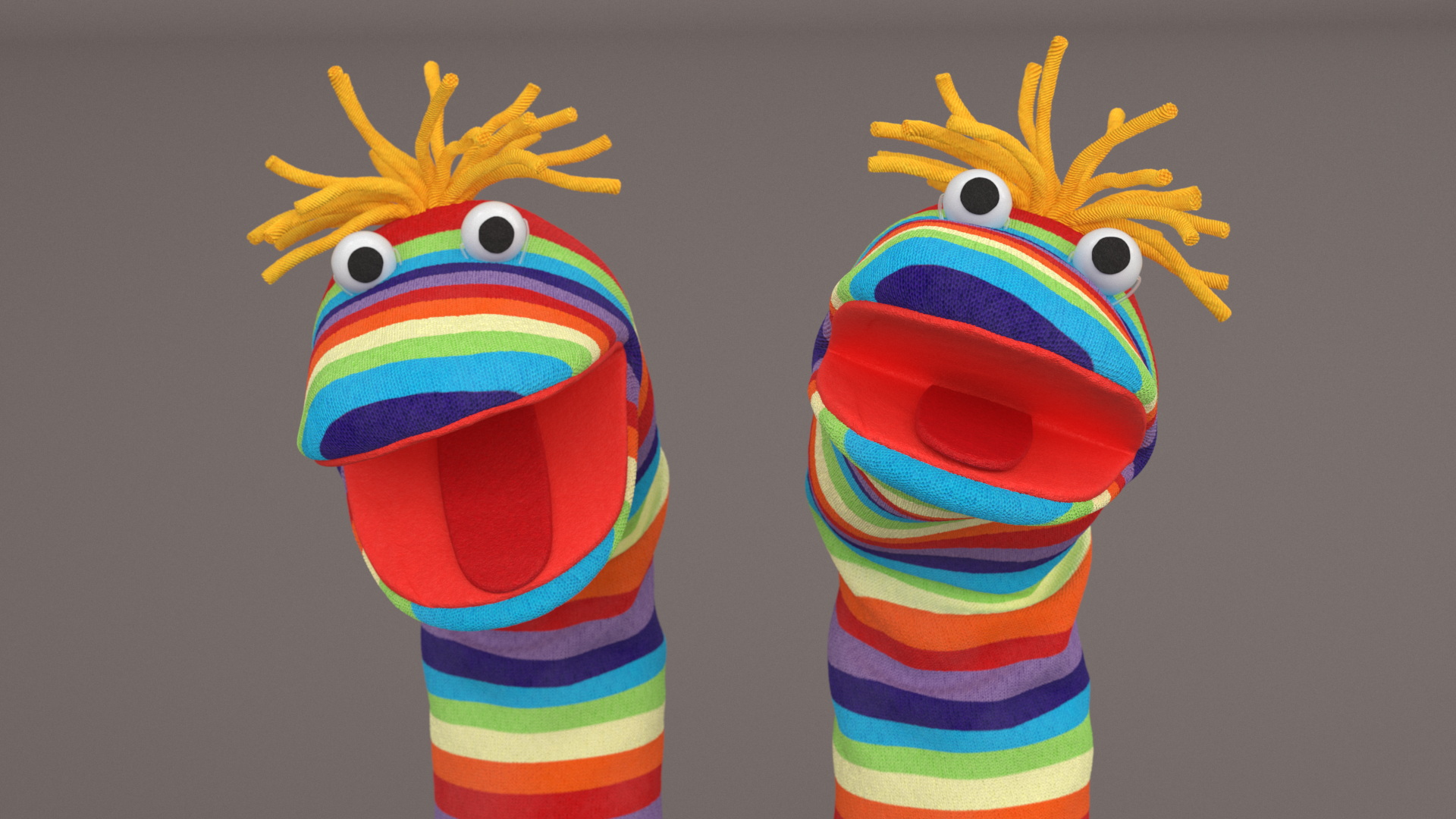 Striped Sock Puppet Boy Rigged for Maya 3D model