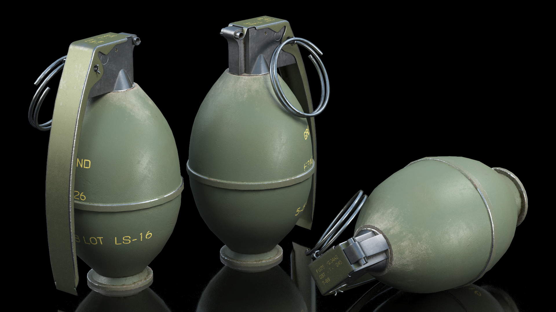 3D M26 Grenade Game Weapon model