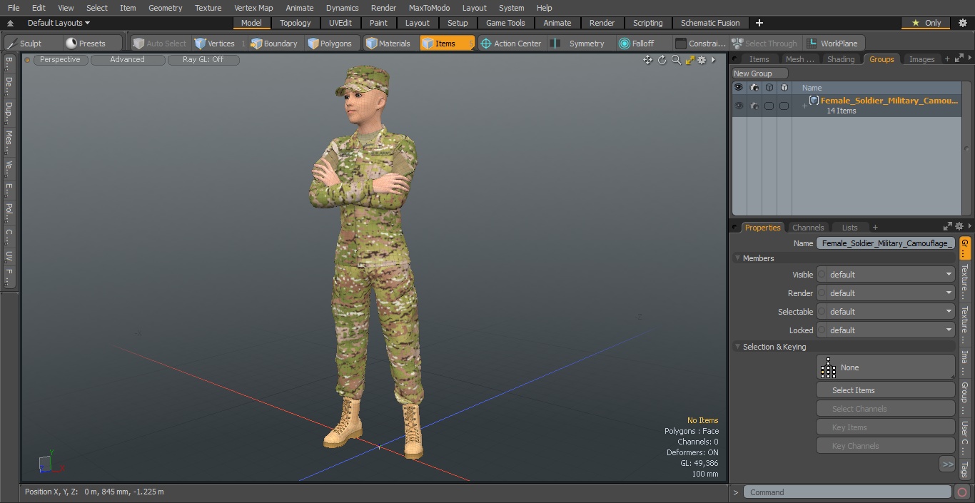 Female Soldier Military Camouflage Suit 3D model