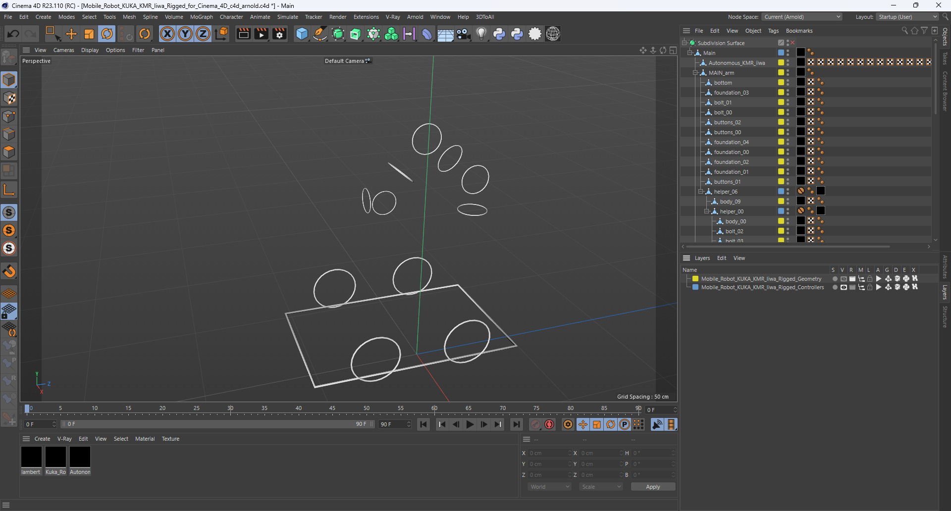 Mobile Robot KUKA KMR Iiwa Rigged for Cinema 4D 3D