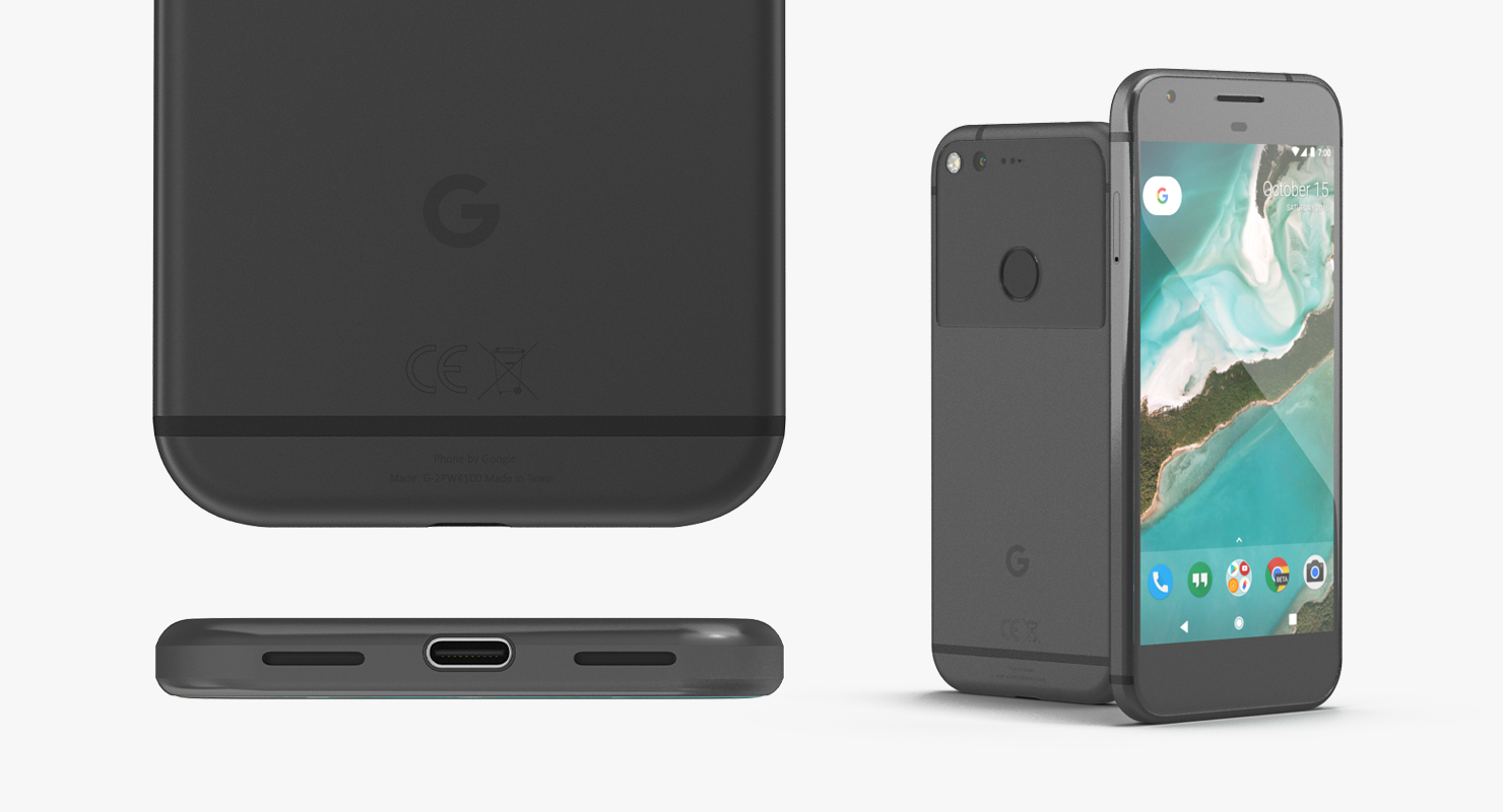 Google Pixel Phone Quite Black Set 3D model