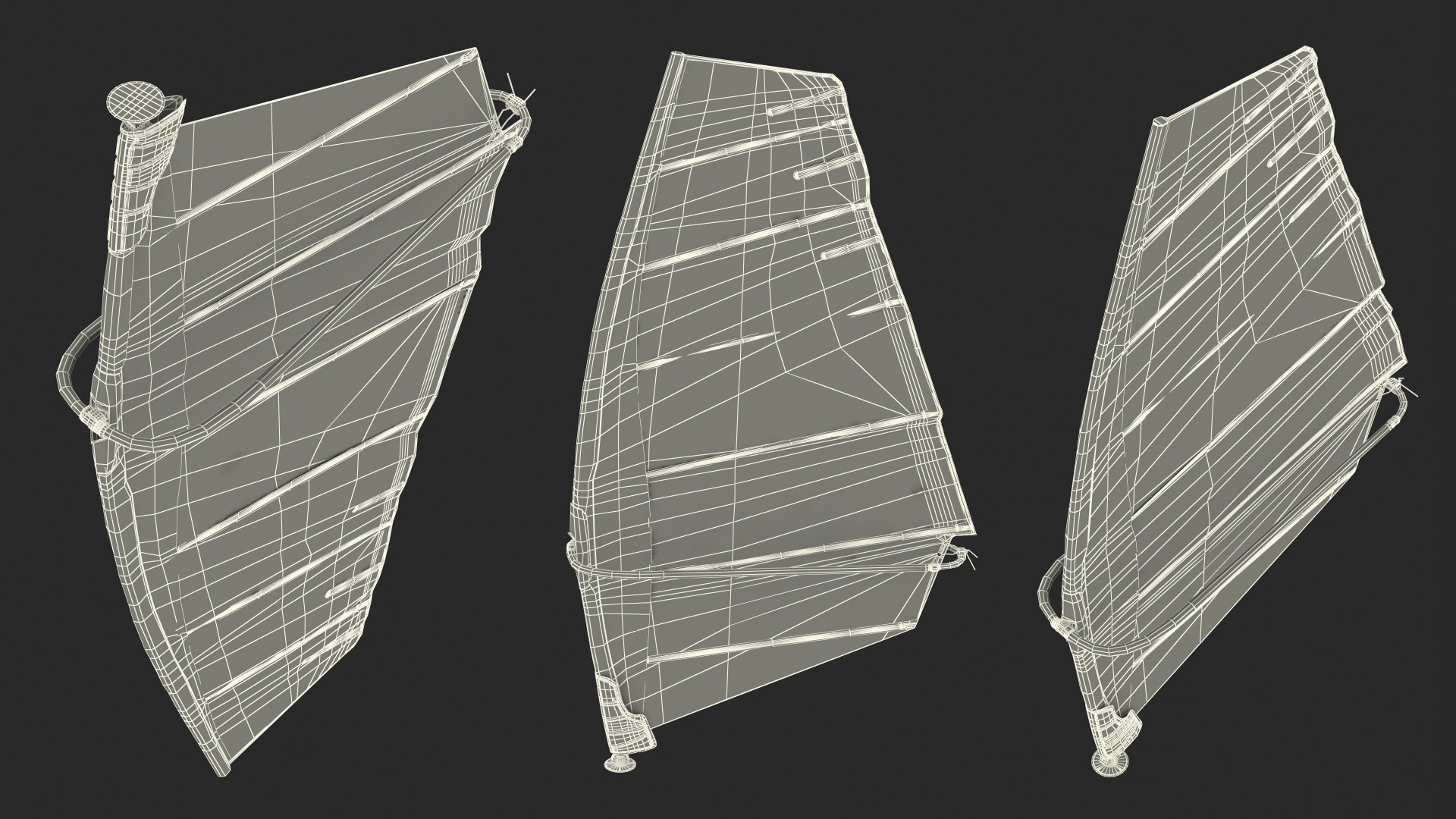 3D Sport Windsurf Mast Sail and Boom model