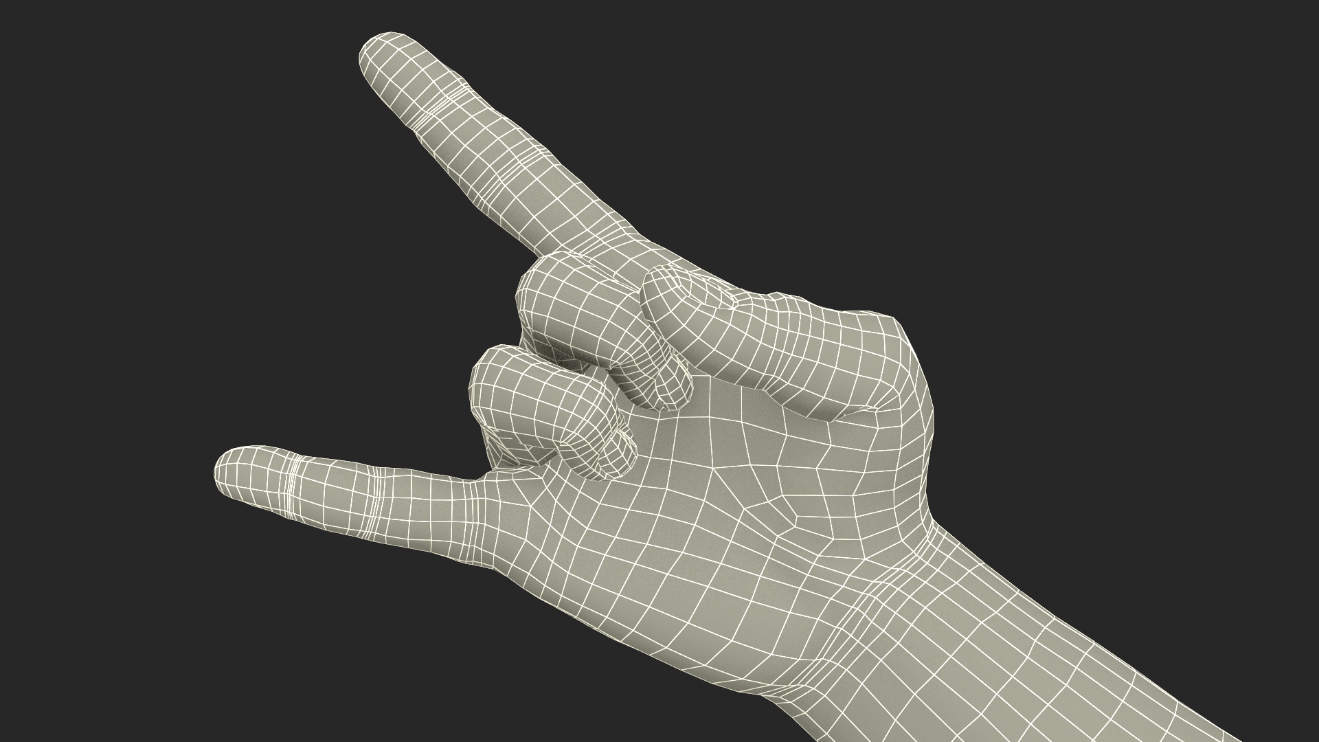 Tanned Man Hand Heavy Metal Pose 3D