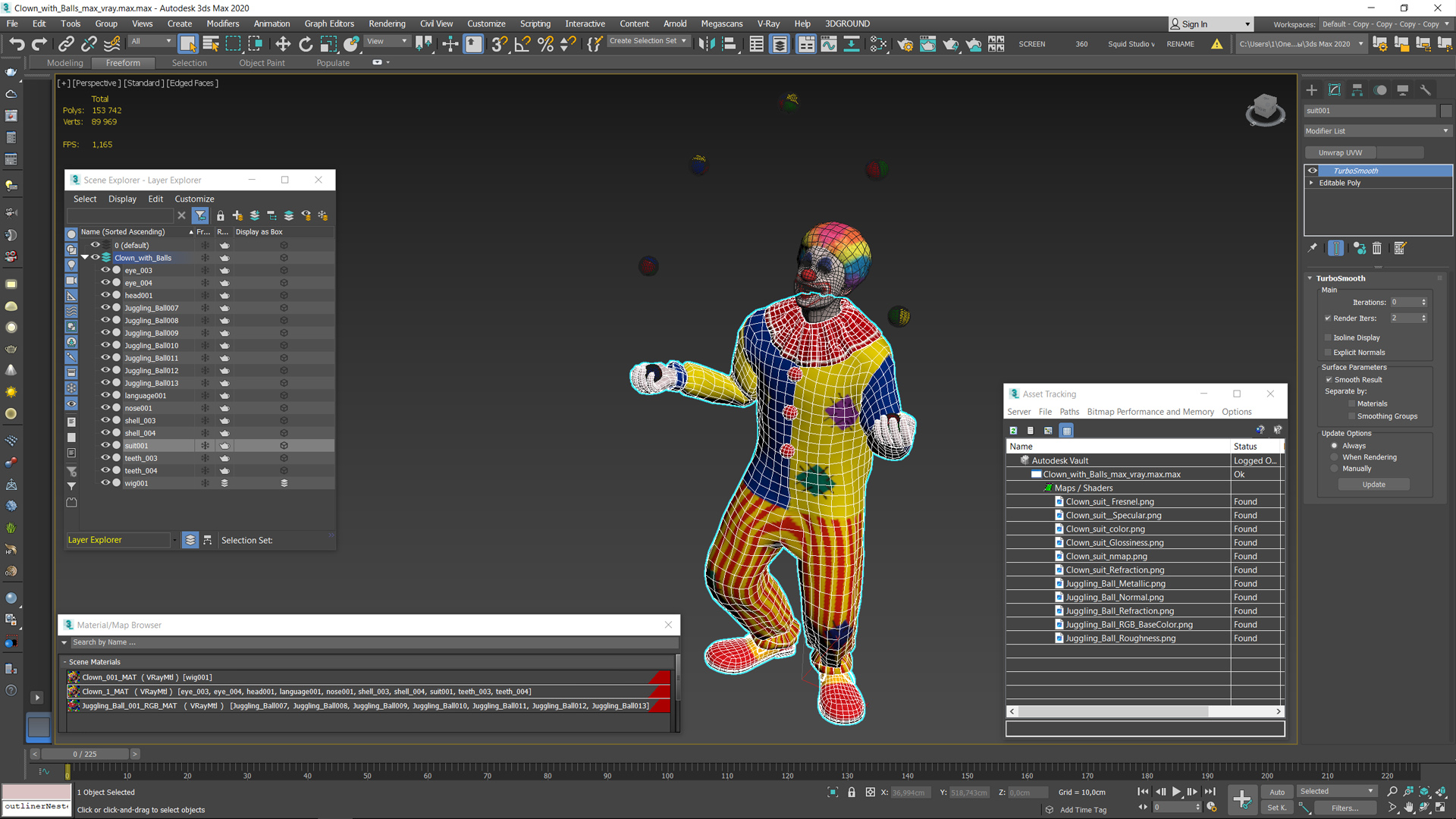 3D model Clown with Balls Fur