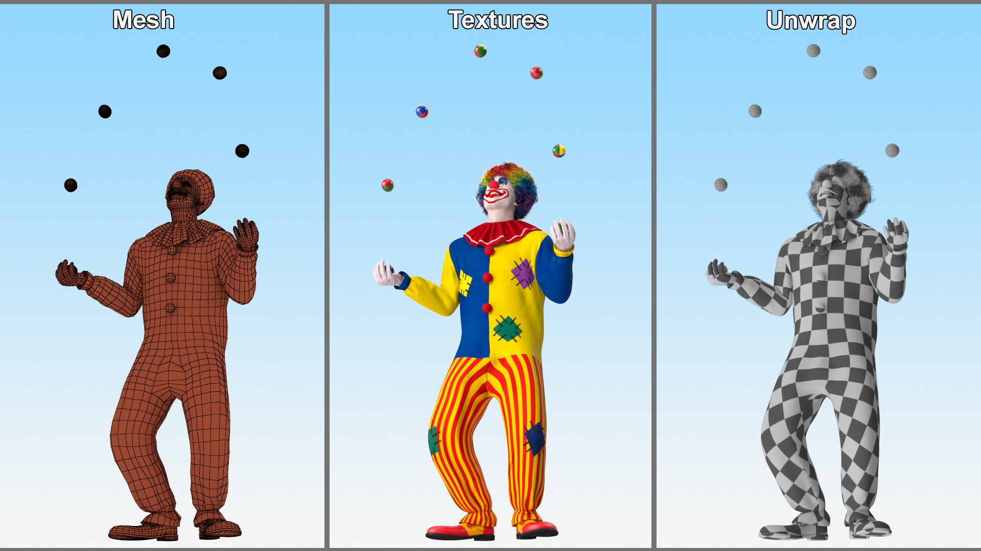 3D model Clown with Balls Fur