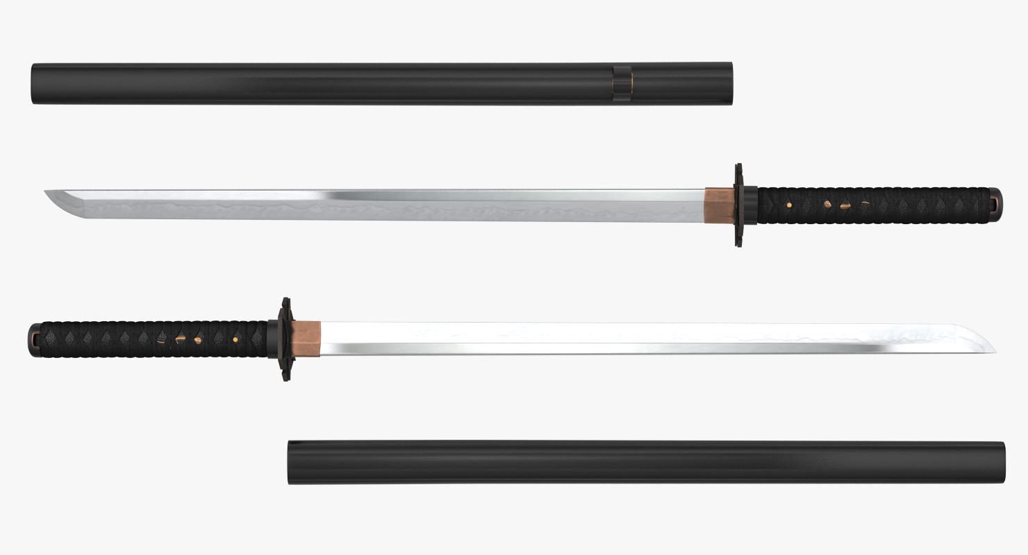 Short Japan Sword Ninjato Set 3D model