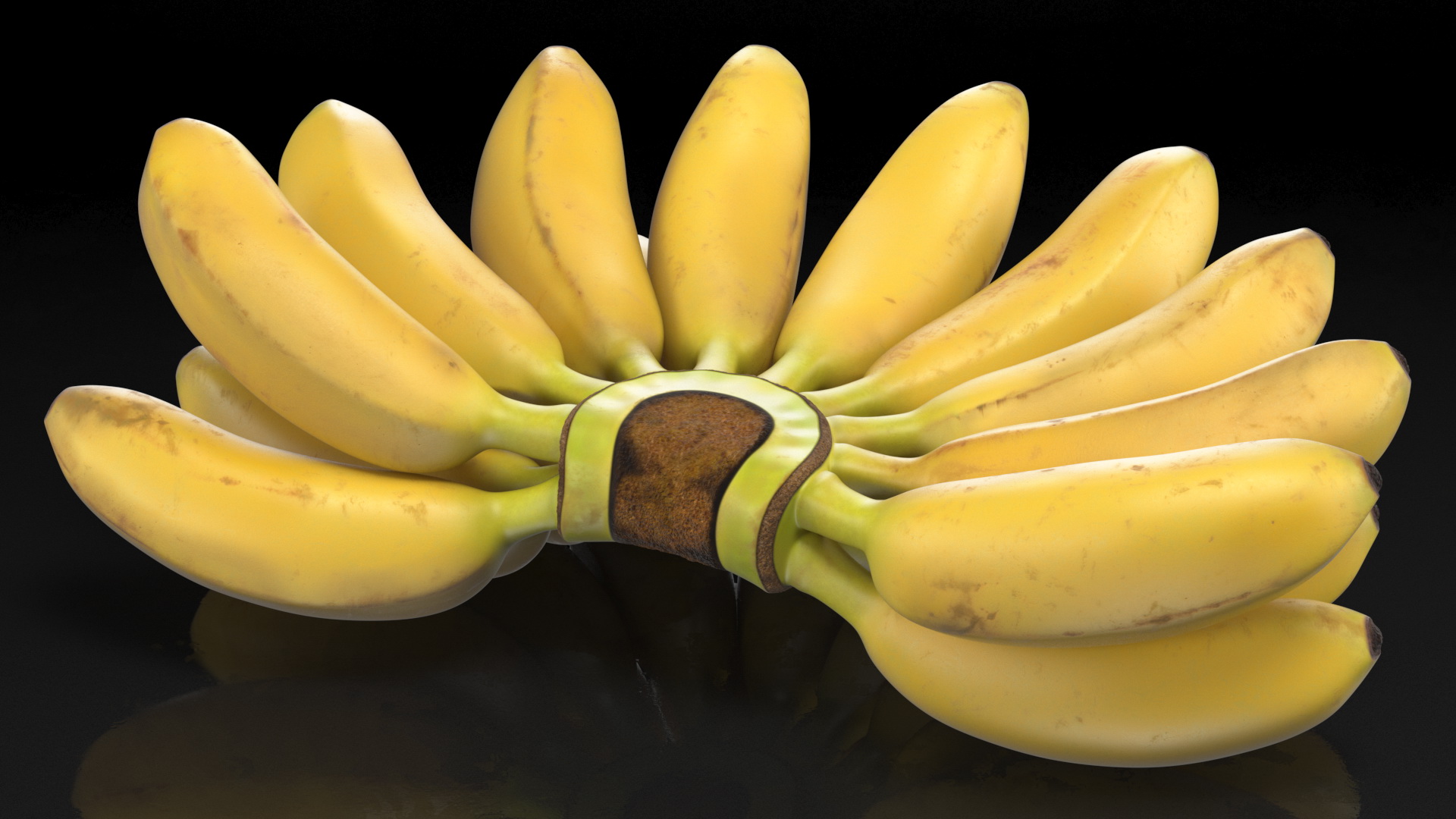 3D Old Ripe Banana Bunch