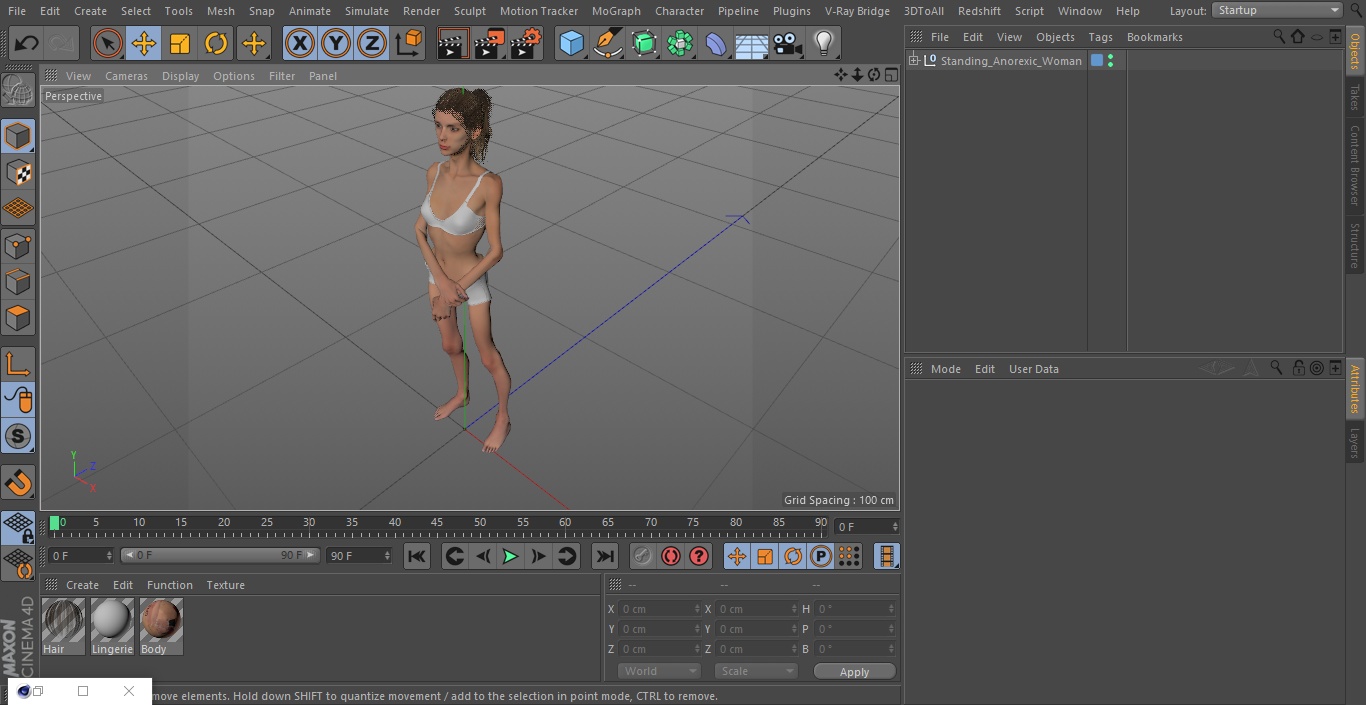 3D Standing Anorexic Woman model