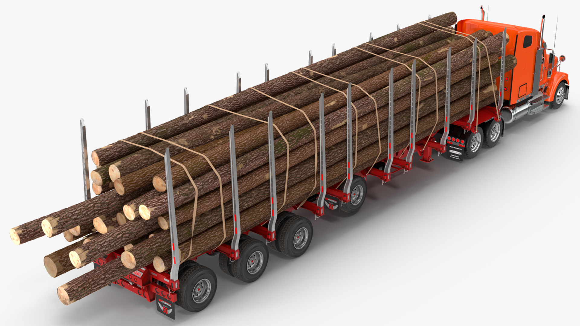 Freightliner Truck with Logging Trailer 3D model