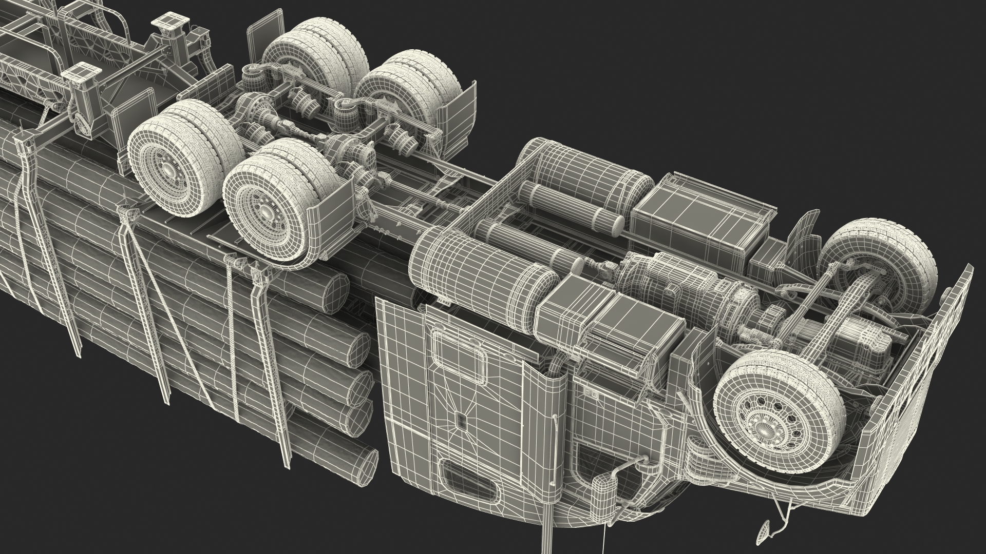 Freightliner Truck with Logging Trailer 3D model