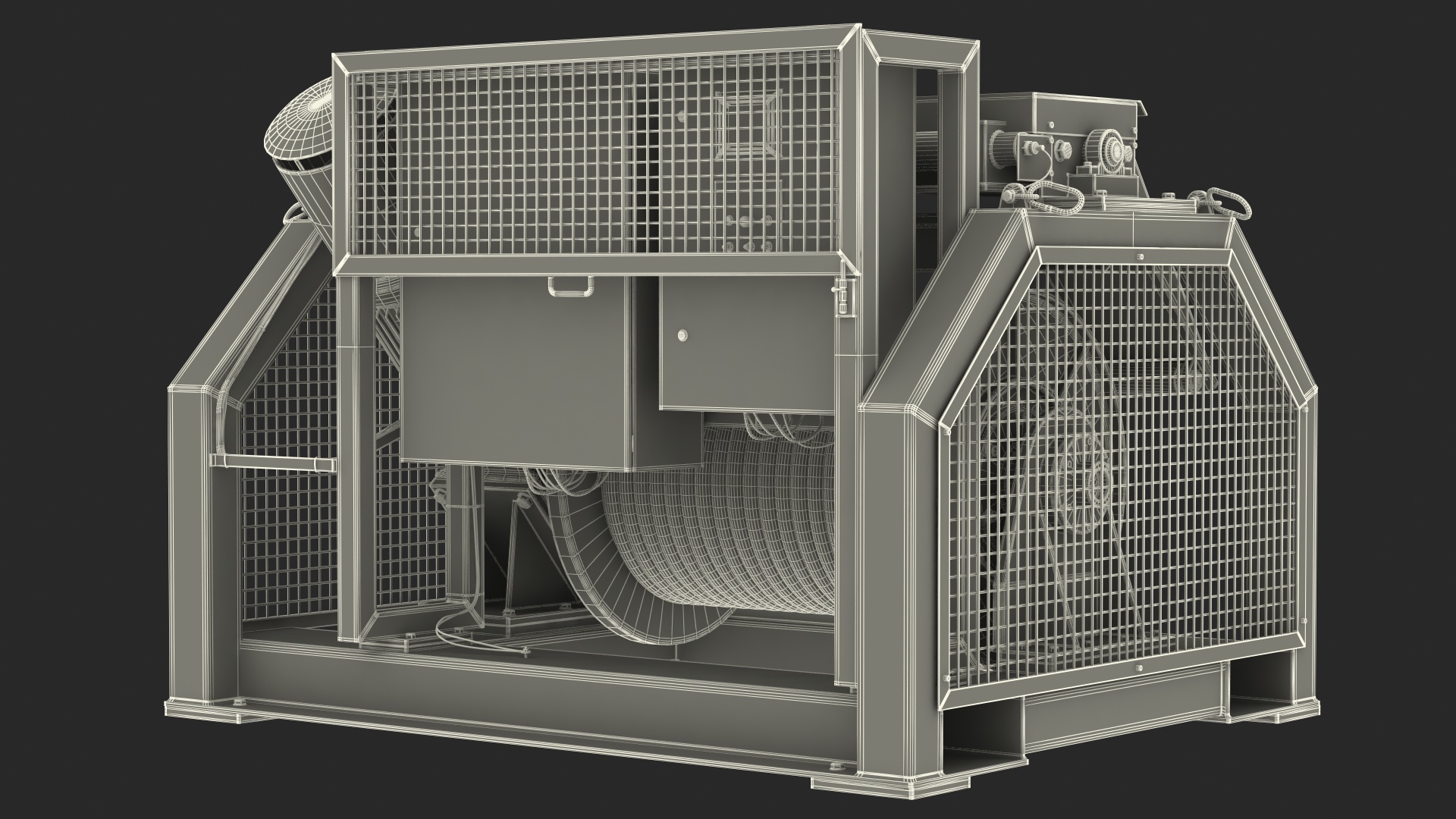 3D model Wire Rope Mooring Winch Rigged