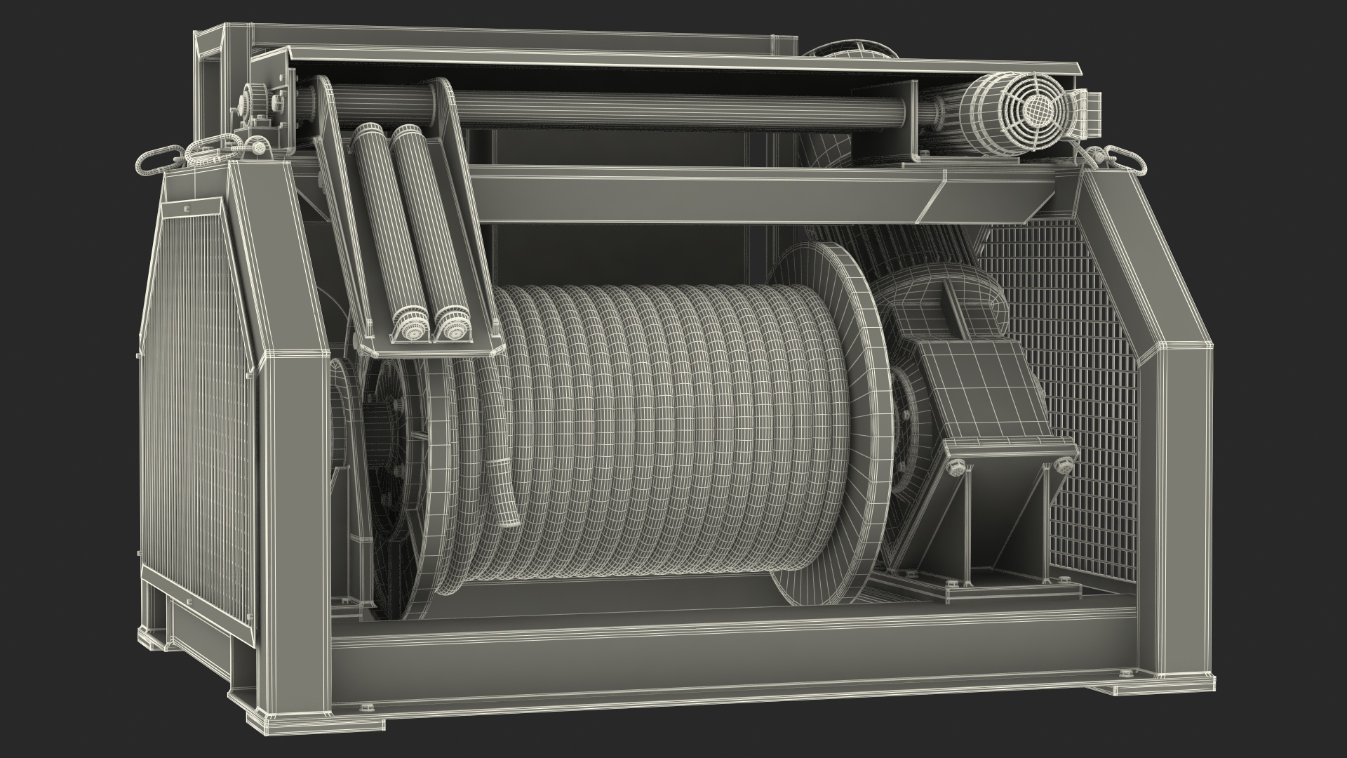 3D model Wire Rope Mooring Winch Rigged