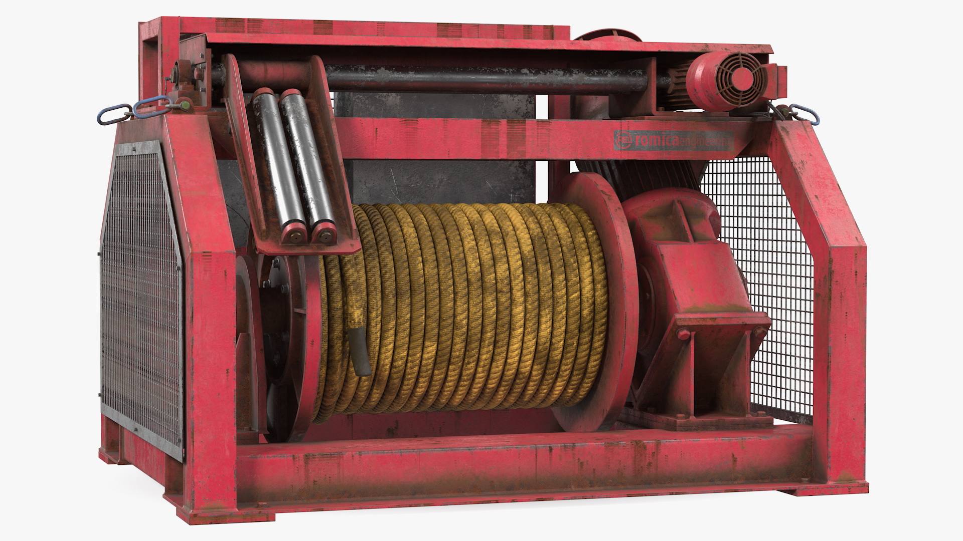 3D model Wire Rope Mooring Winch Rigged