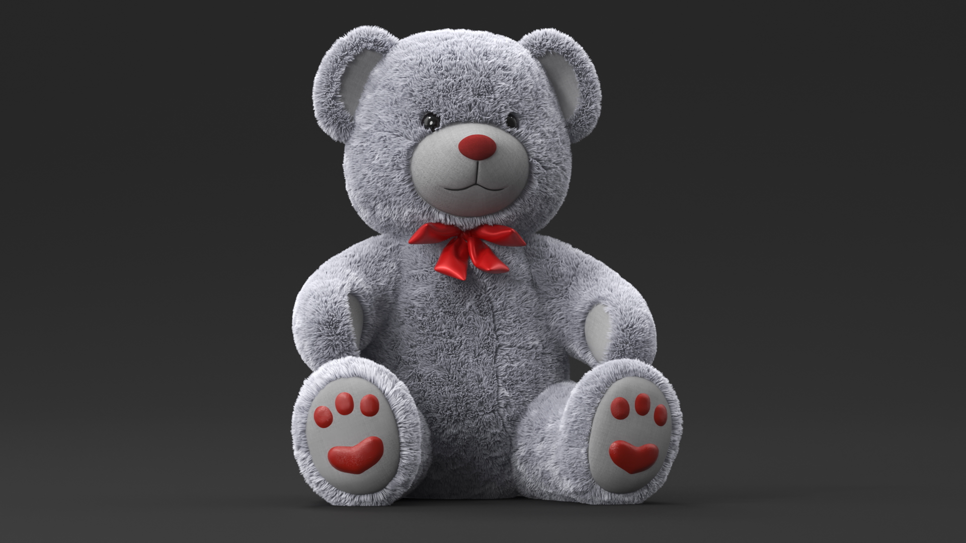 3D model Plush Teddy Bear Grey Fur