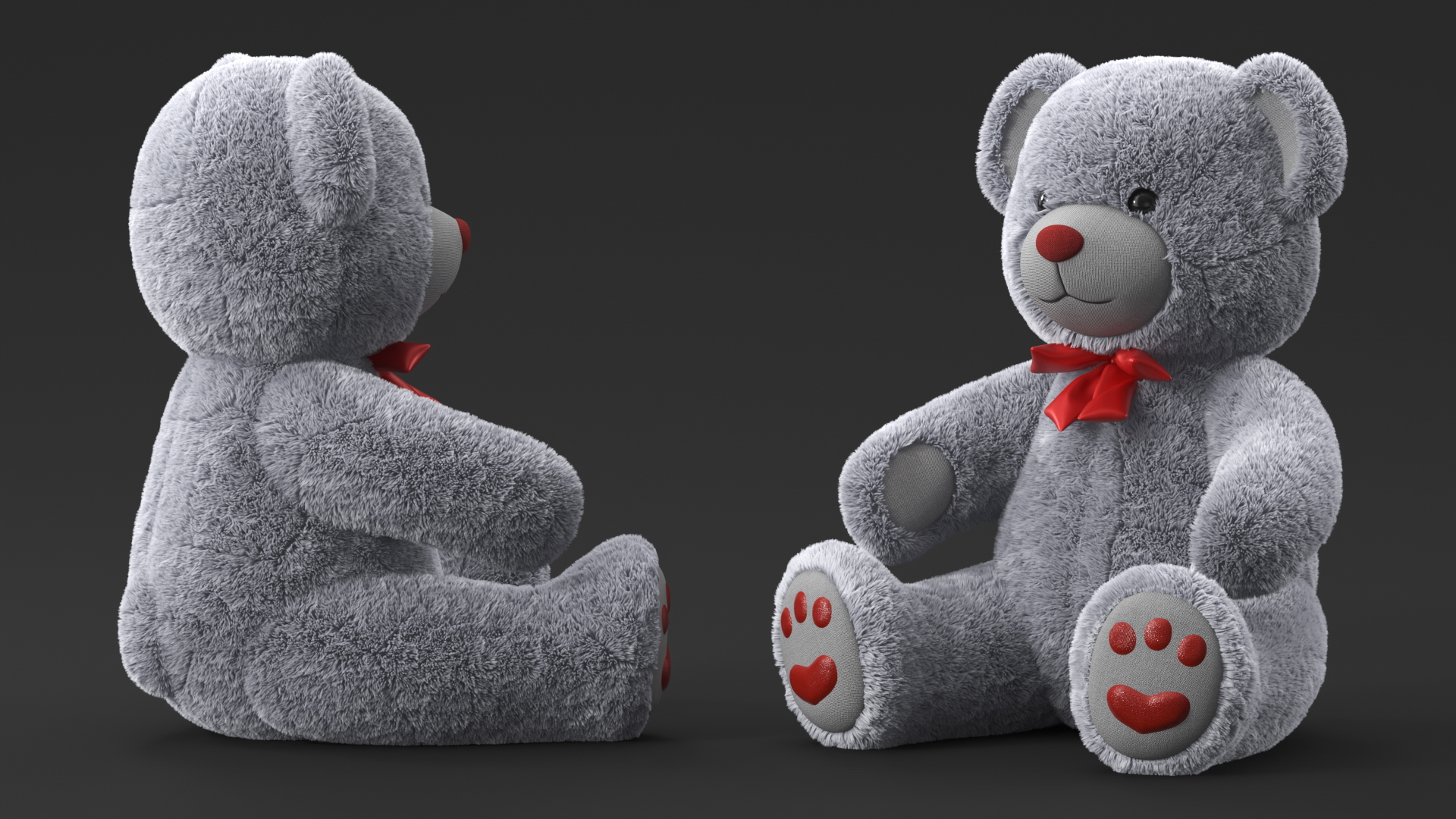 3D model Plush Teddy Bear Grey Fur