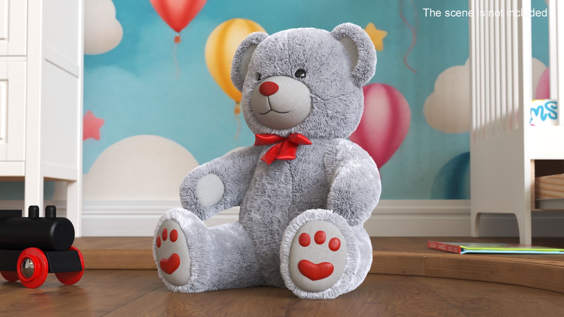 3D model Plush Teddy Bear Grey Fur