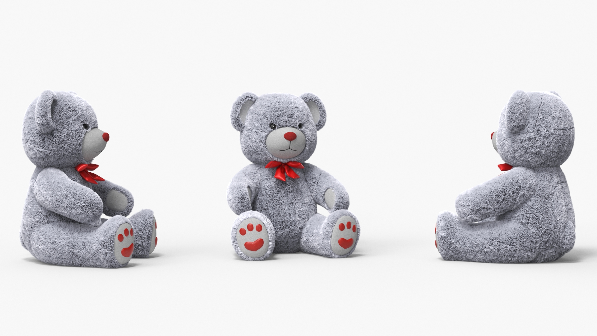 3D model Plush Teddy Bear Grey Fur