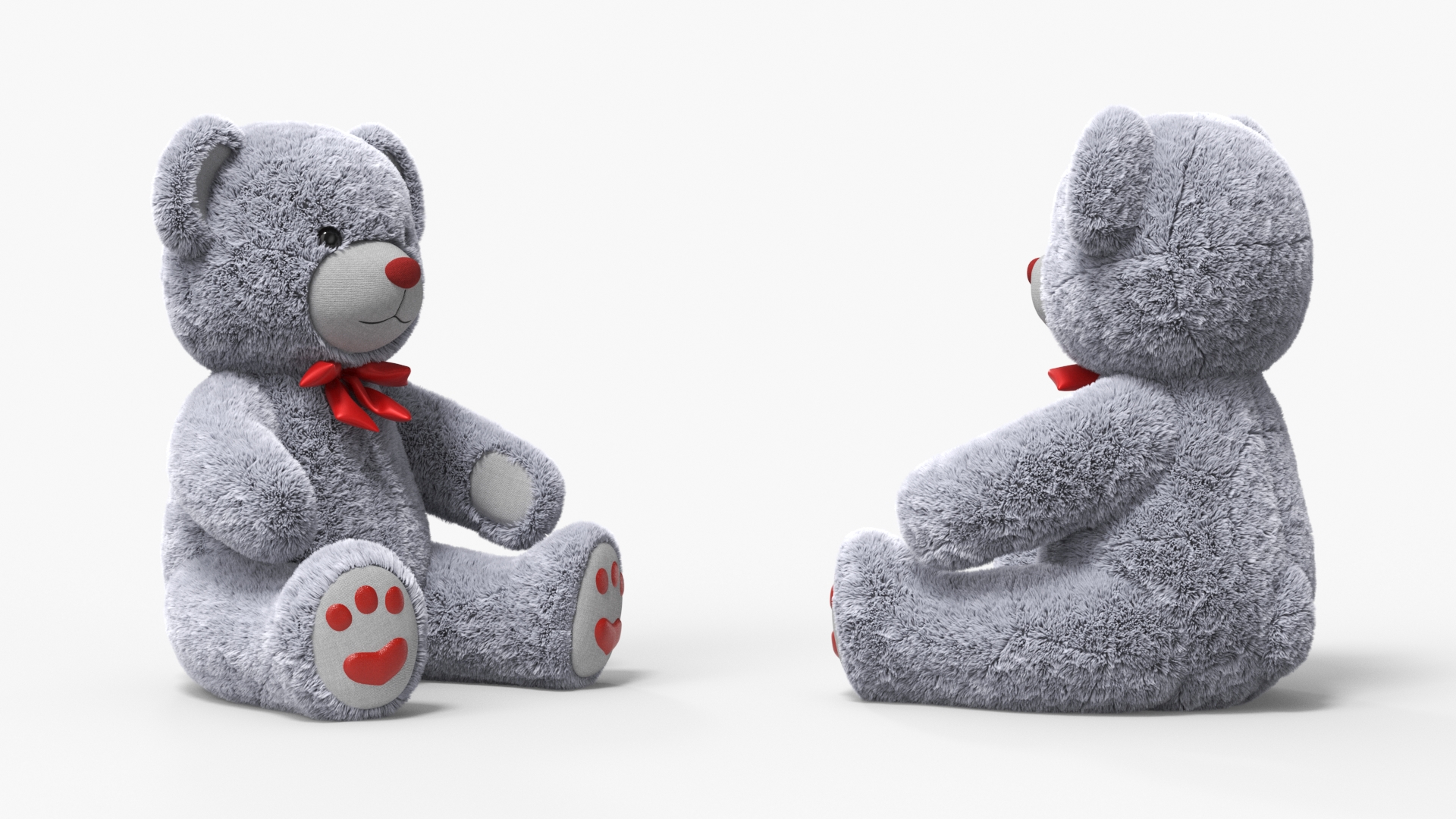 3D model Plush Teddy Bear Grey Fur