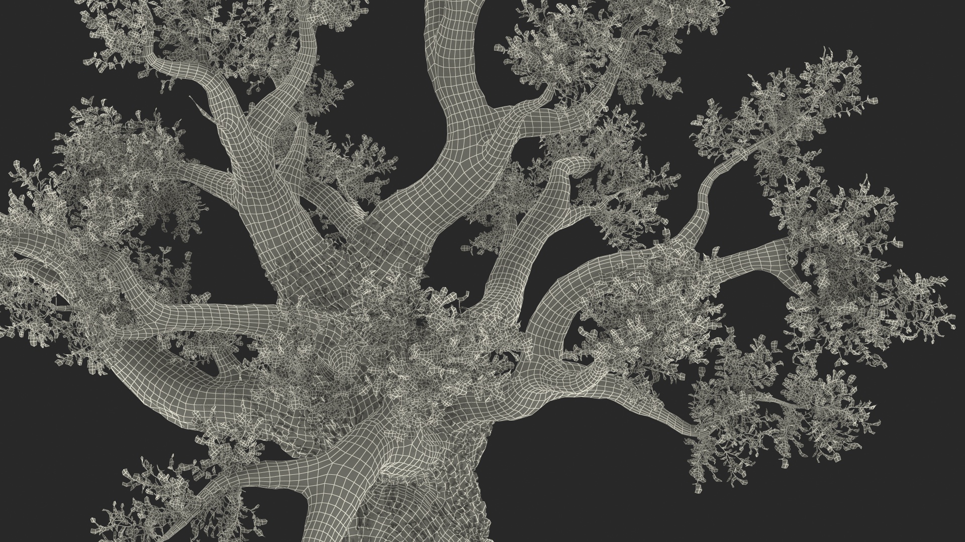 Old Twisted Oak Tree with Leaves 3D