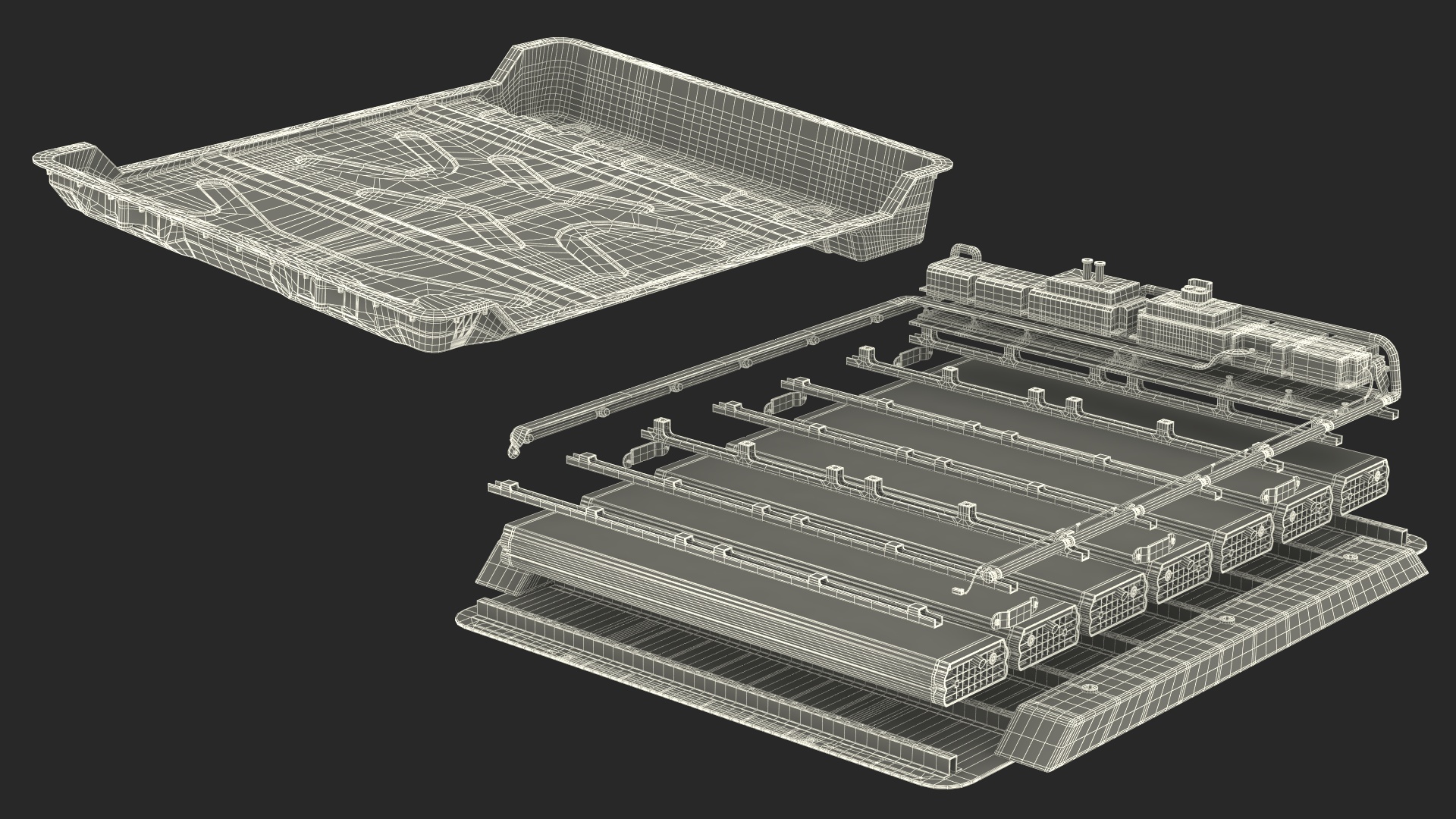 3D Disassembled Electric Car Battery model