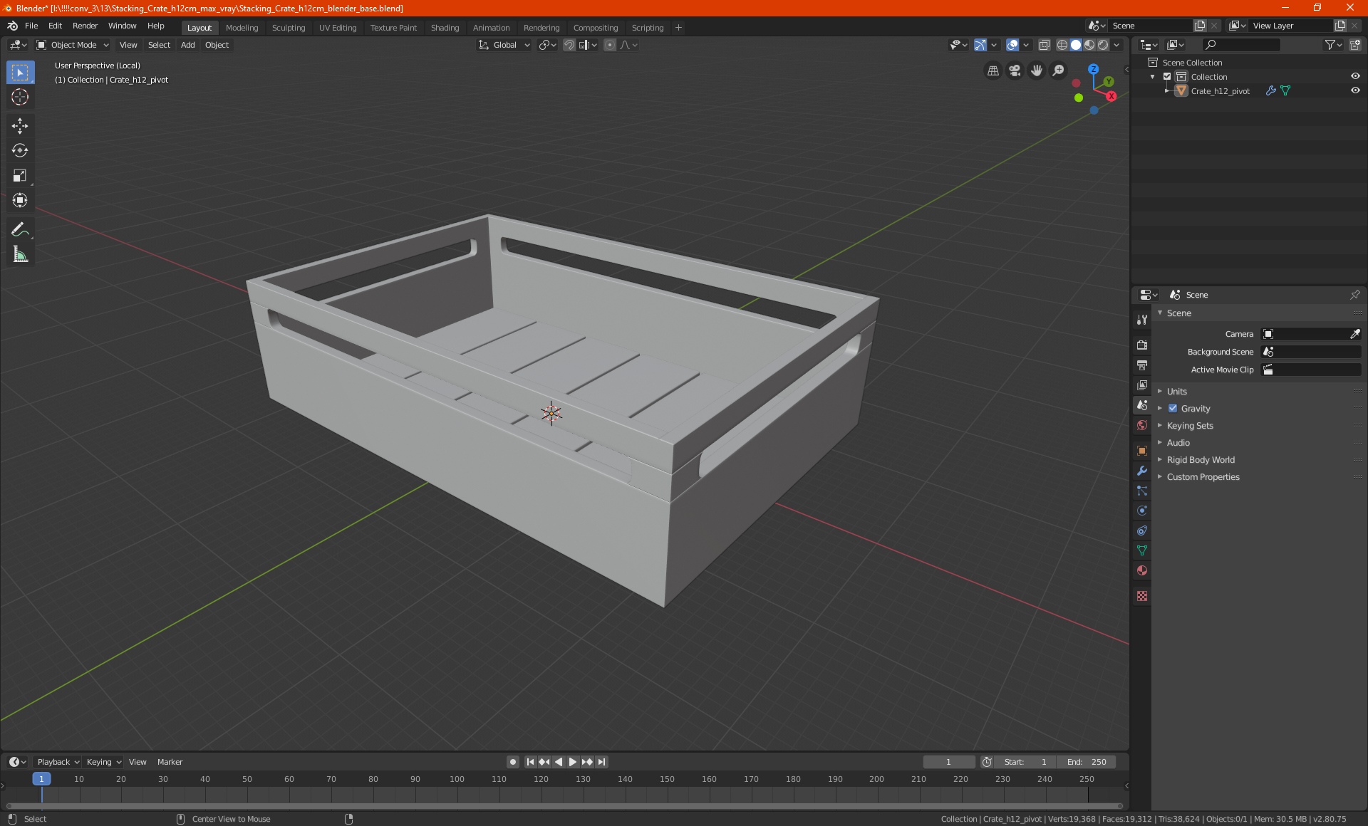 3D model Stacking Crate h12cm