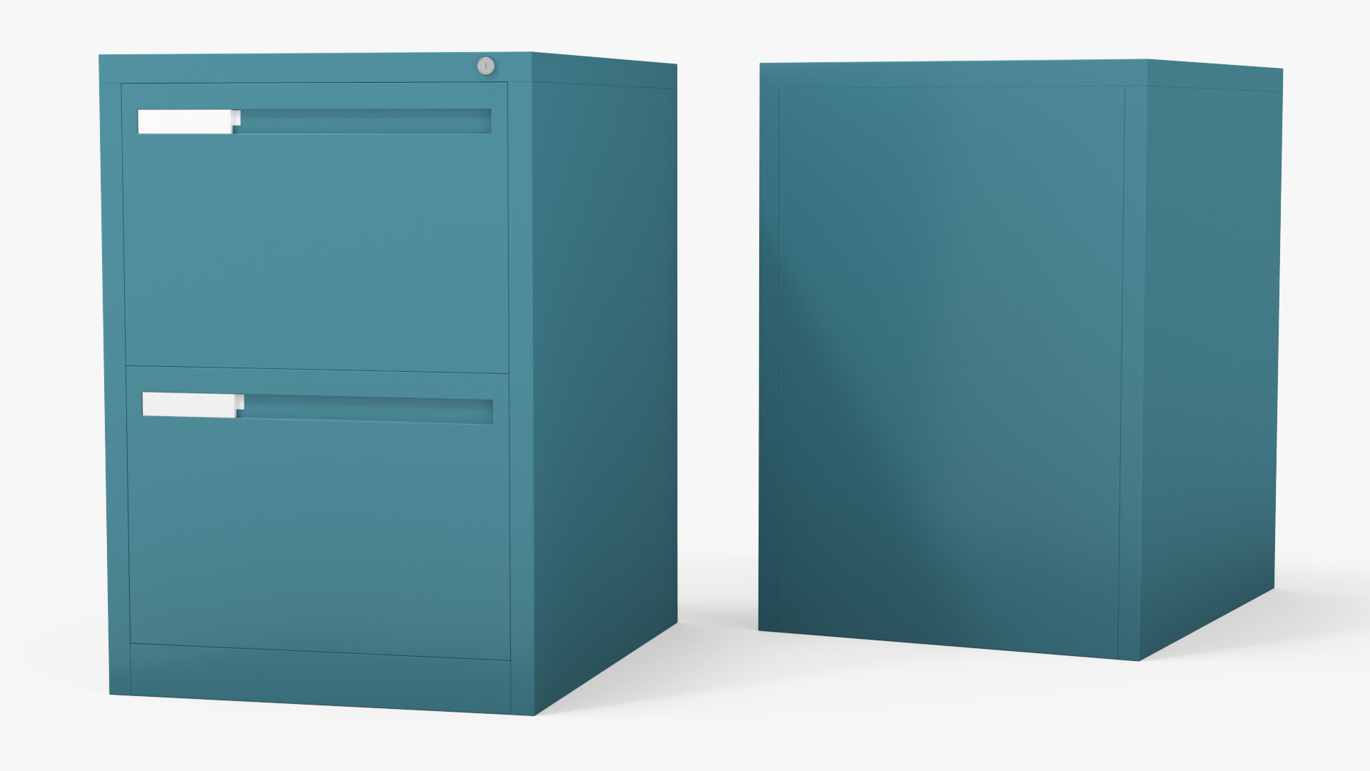 3D Filing Cabinet 2 Drawer Blue model