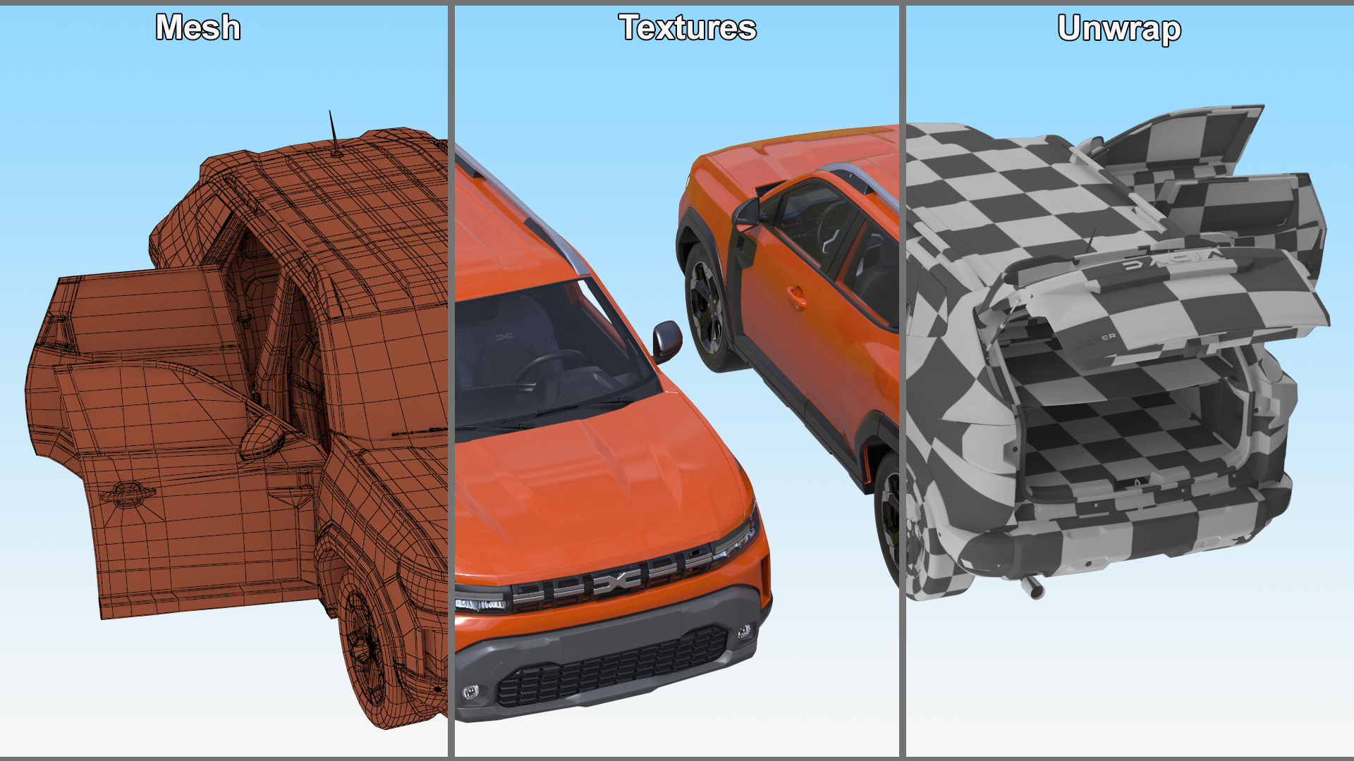 Dacia Duster 2024 Crossover Orange 3D model