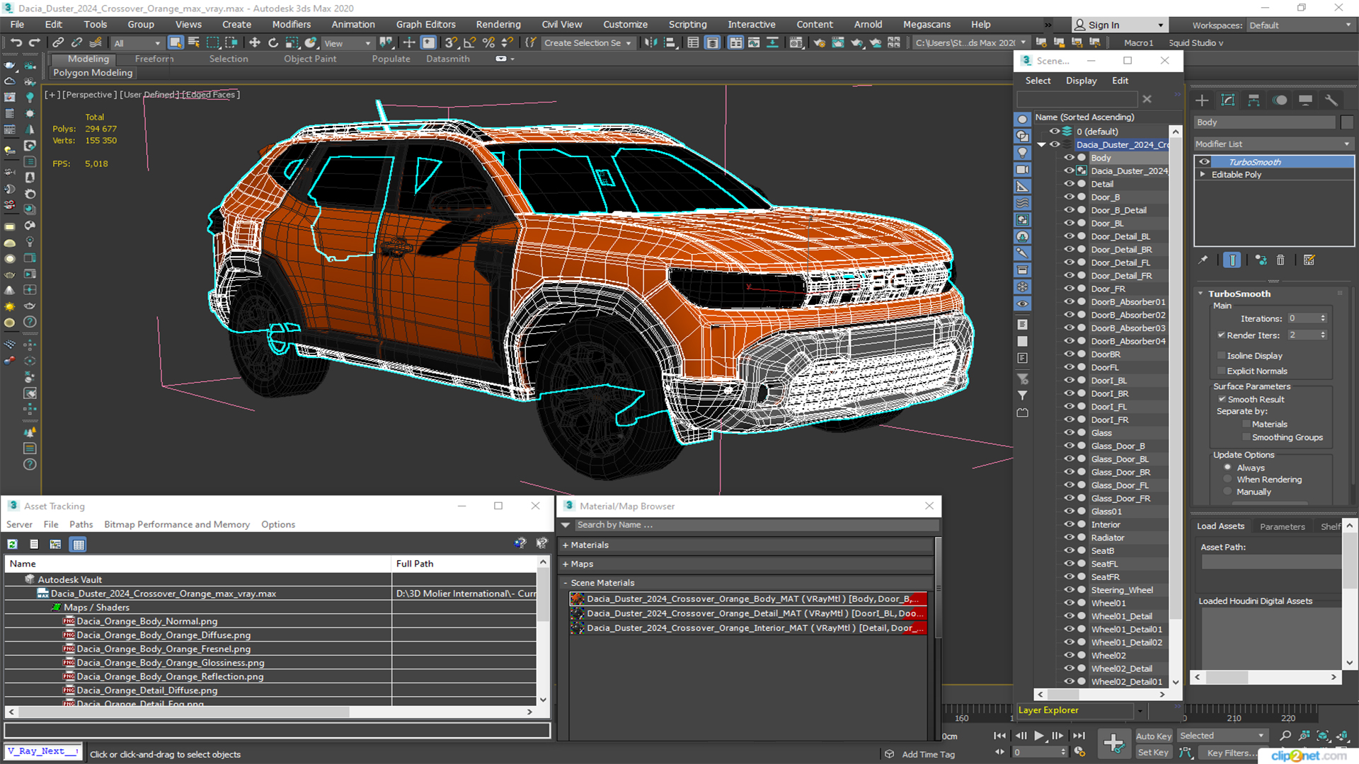 Dacia Duster 2024 Crossover Orange 3D model