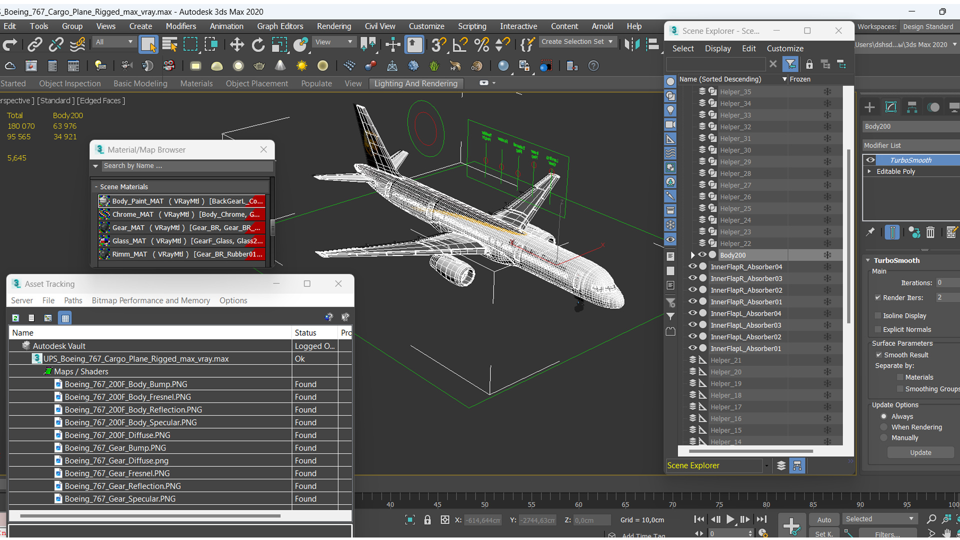 3D UPS Boeing 767 Cargo Plane Rigged model