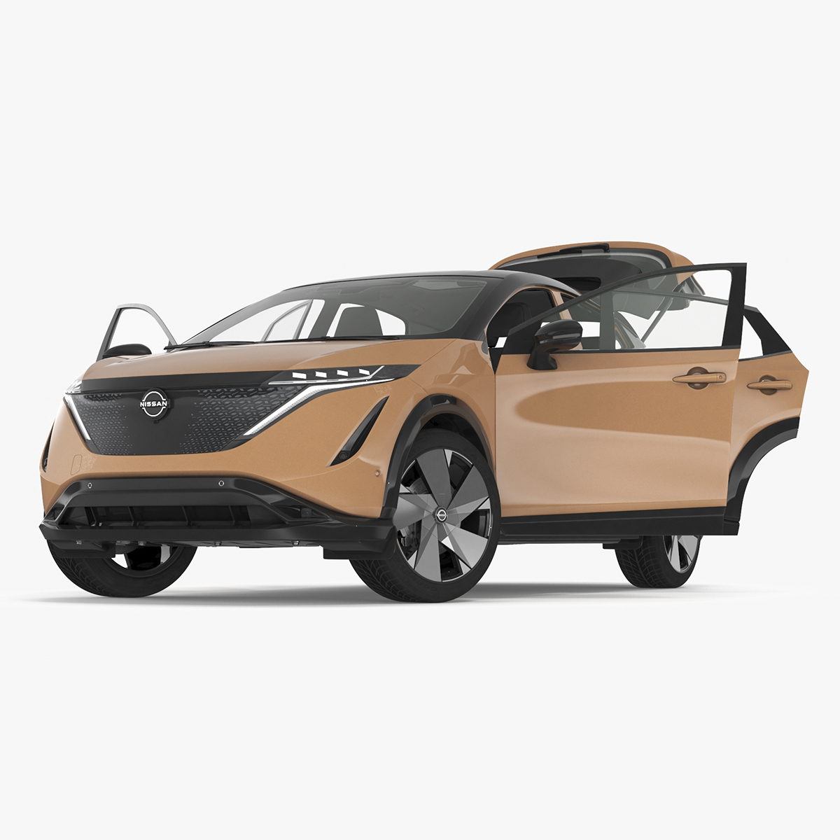 3D Nissan Ariya Lights On Rigged for Cinema 4D model