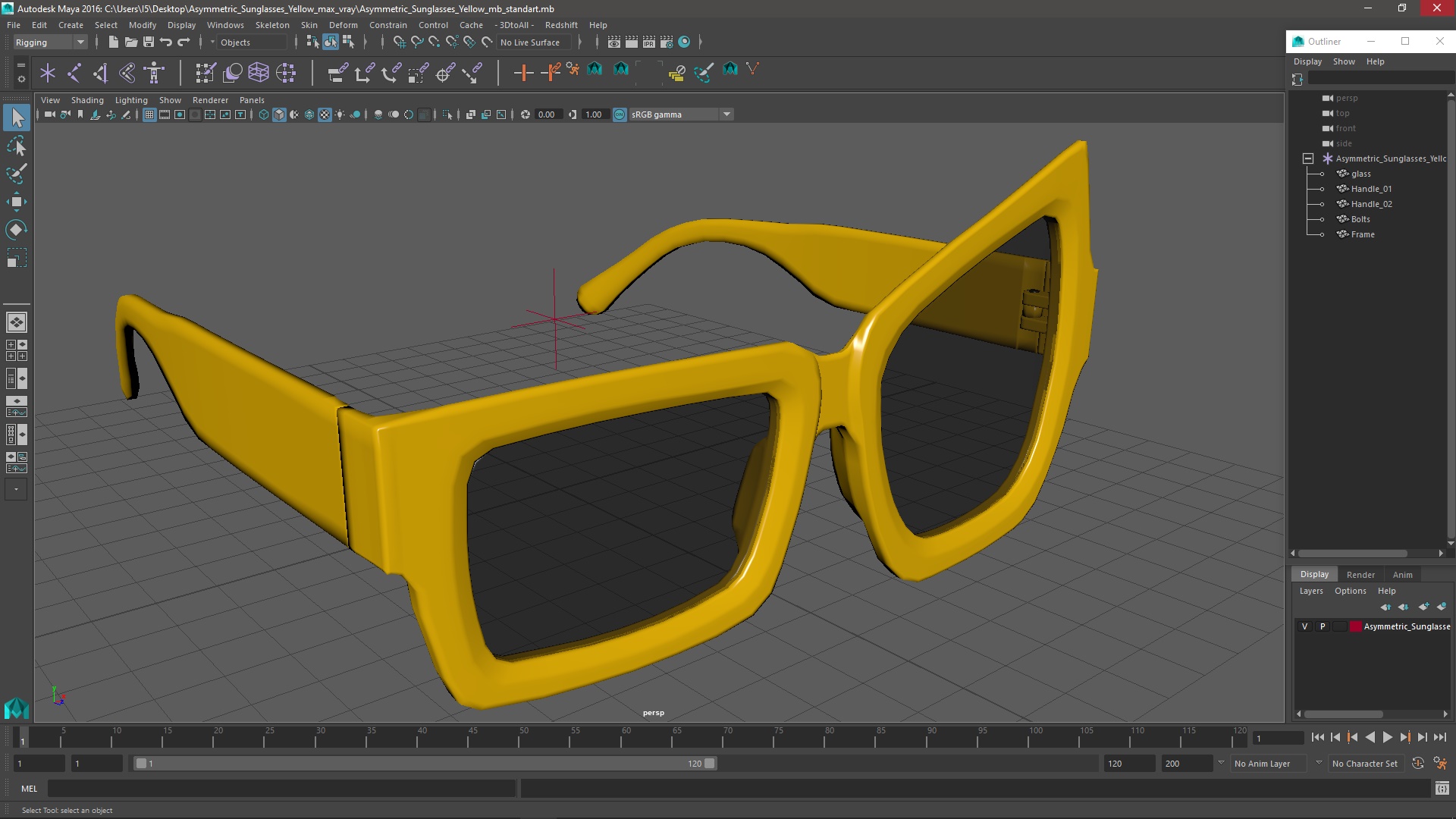 3D Asymmetric Sunglasses Yellow model