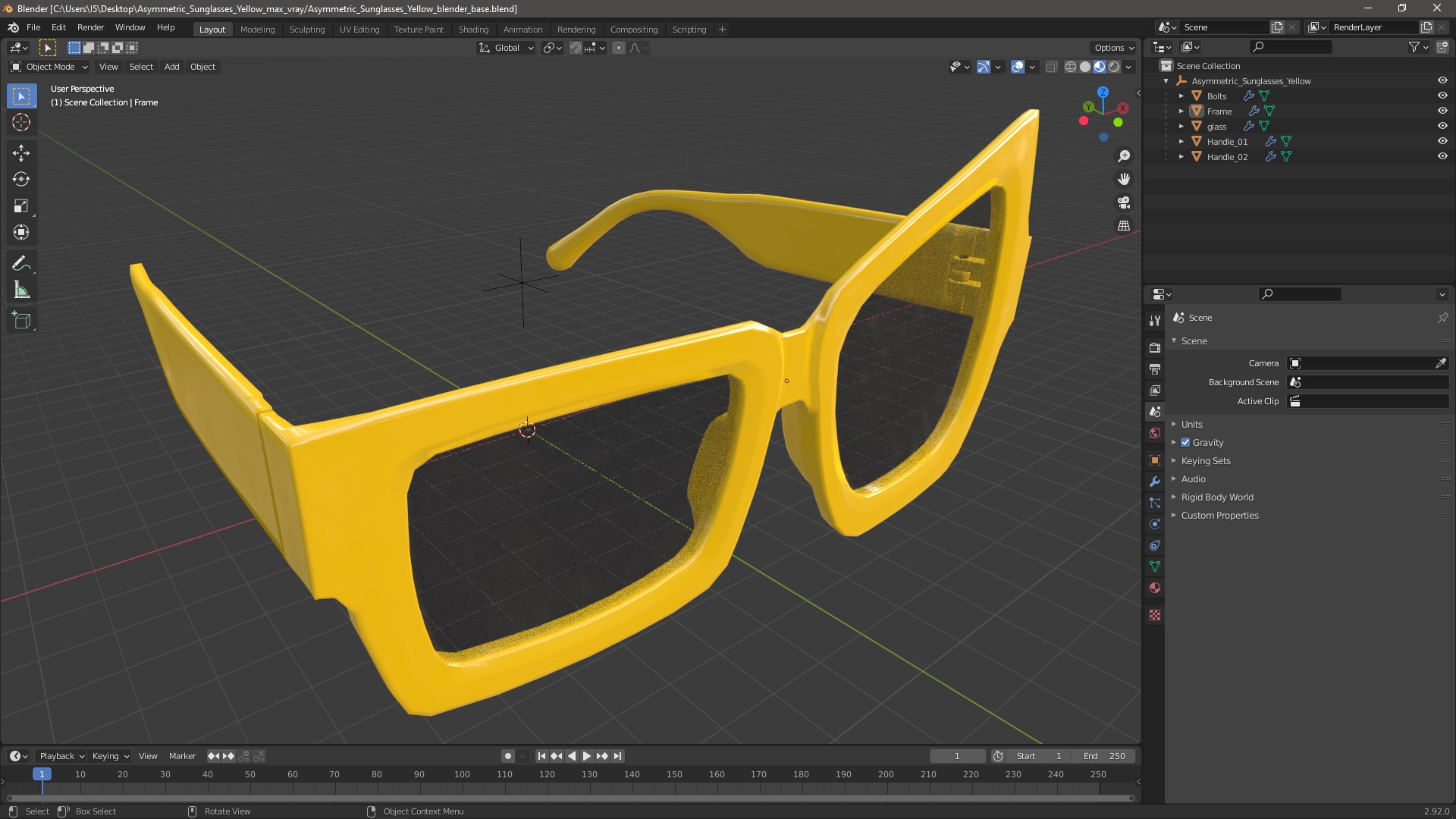 3D Asymmetric Sunglasses Yellow model