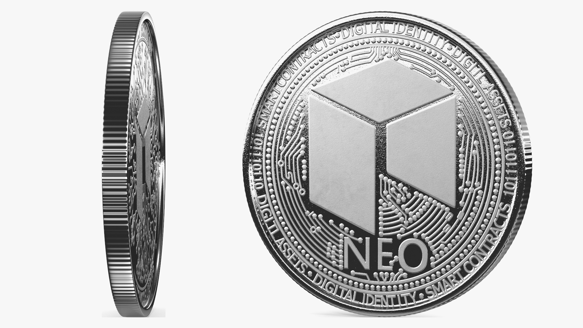 3D model NEO Cryptocurrency Coin Silver