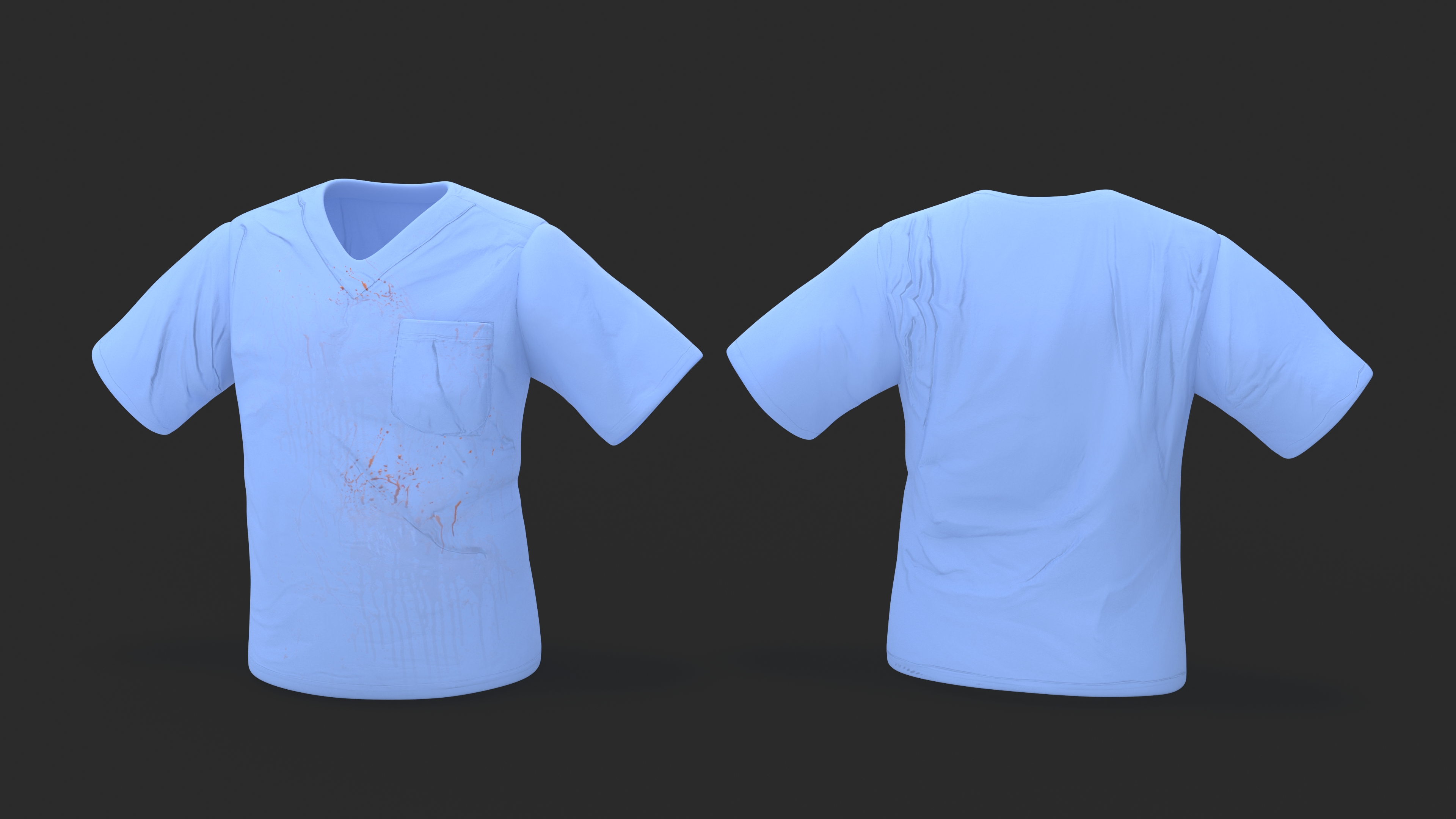 Surgeon Blue Scrubs Shirt Blood Stained 3D model