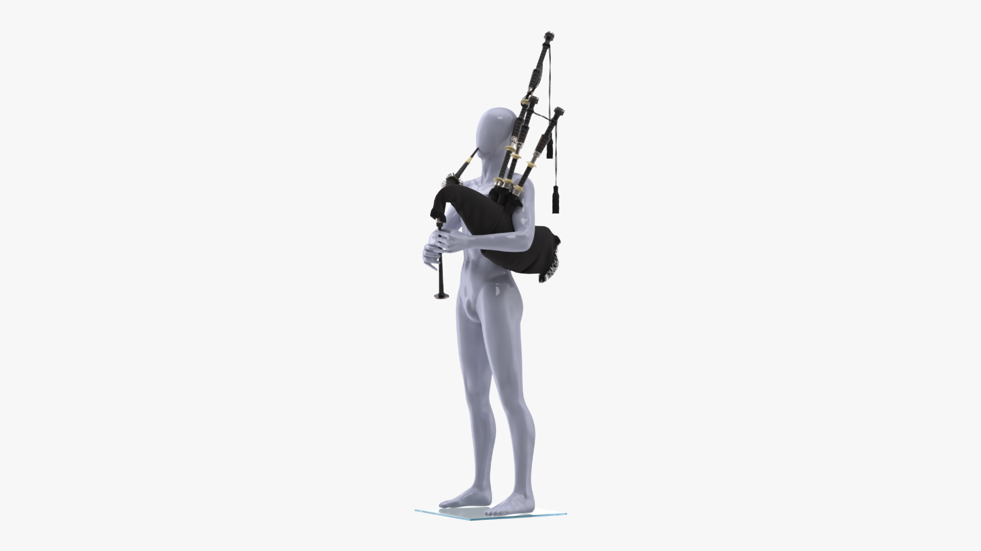 3D Mannequin with Scottish Black Bagpipes model